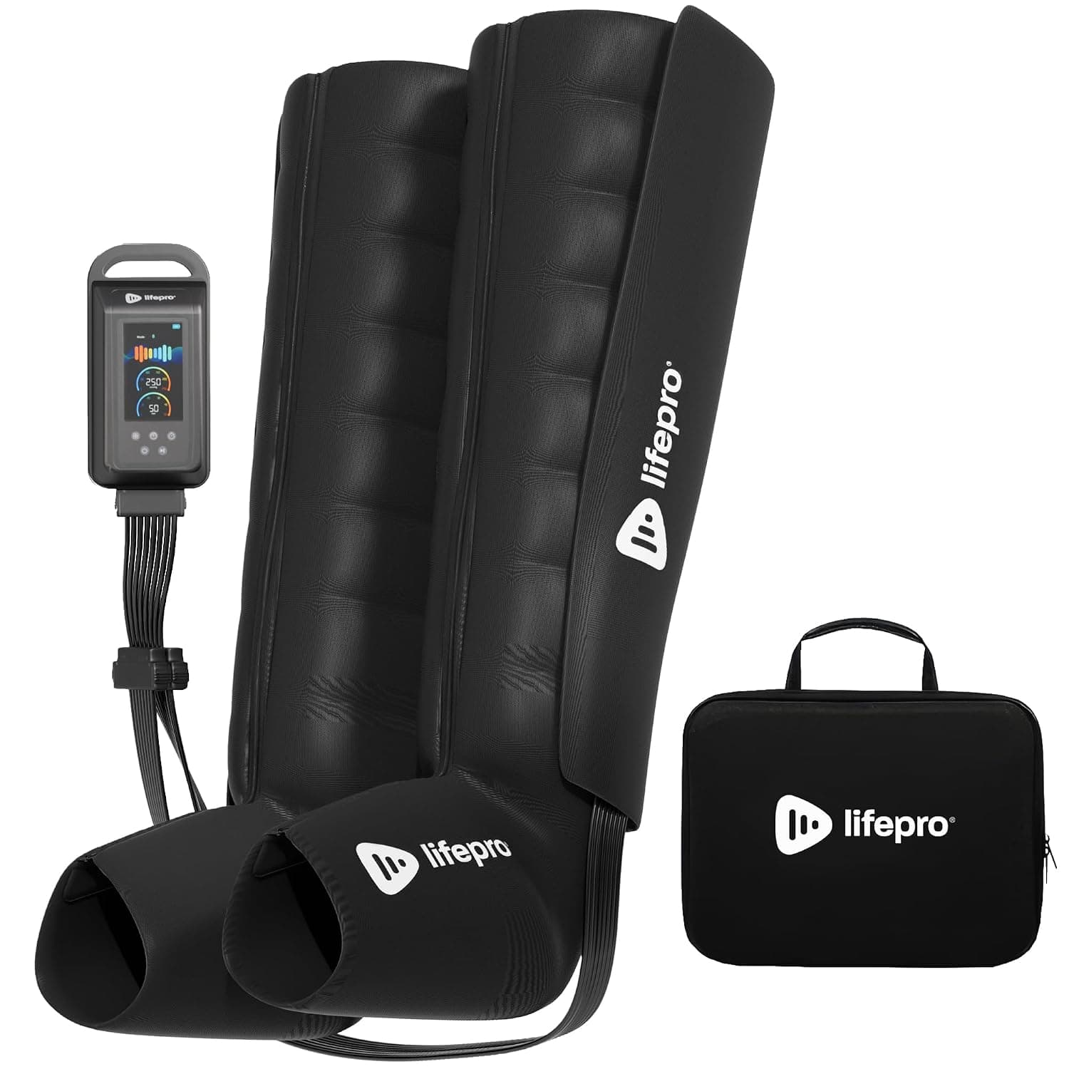 LifePro Air Compression Recovery System with Heat – 8-Chamber Full Leg Massage for Calf, Thigh & Foot – Air Massage Wraps for Relaxation & Wellness – Gift for Mom or Dad.