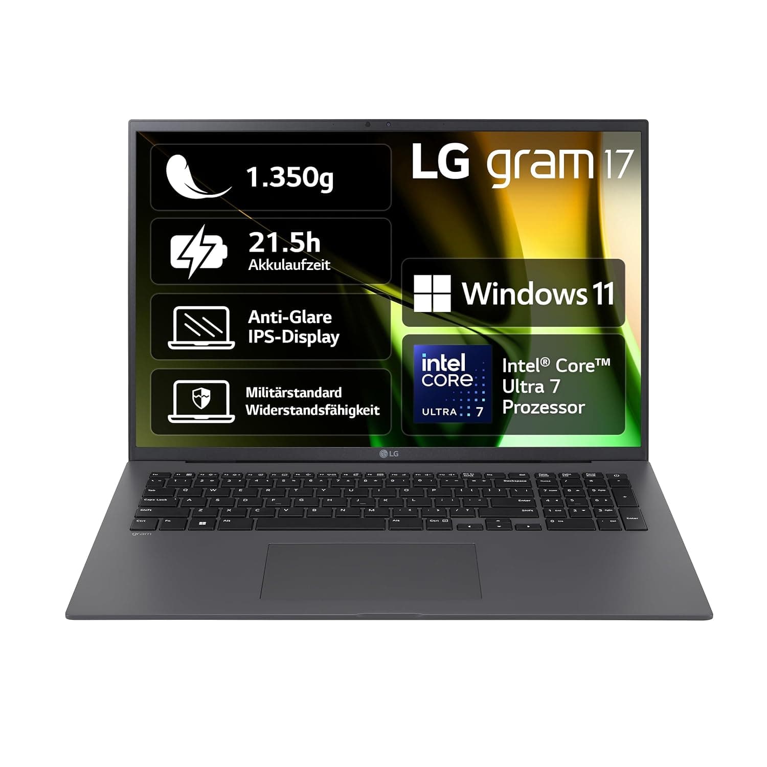 LG Gram 17Z90S-G Intel Core Ultra 7 155H Notebook 43.2 cm (17") WQXGA 32 GB LPDDR5x-SDRAM SSD 2 TB Wi-FI 6E (802.11ax) Windows 11 Home Grey