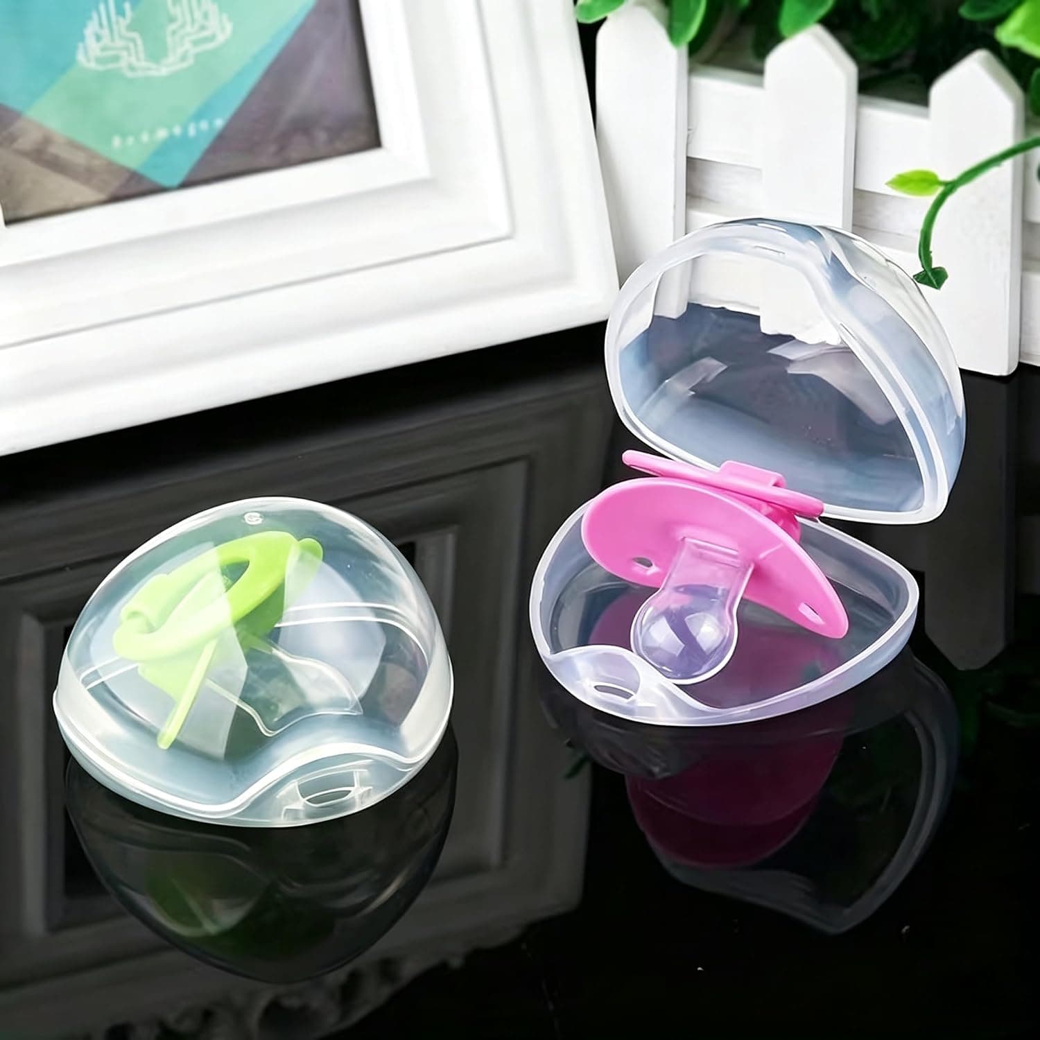 Pacifier Case 2 Pack, Transparent Baby Binky Container Box, Essential Pacifier Accessories, Keep Paci Clean & Sanitized, Travel Storage for Soothers (Transparent)