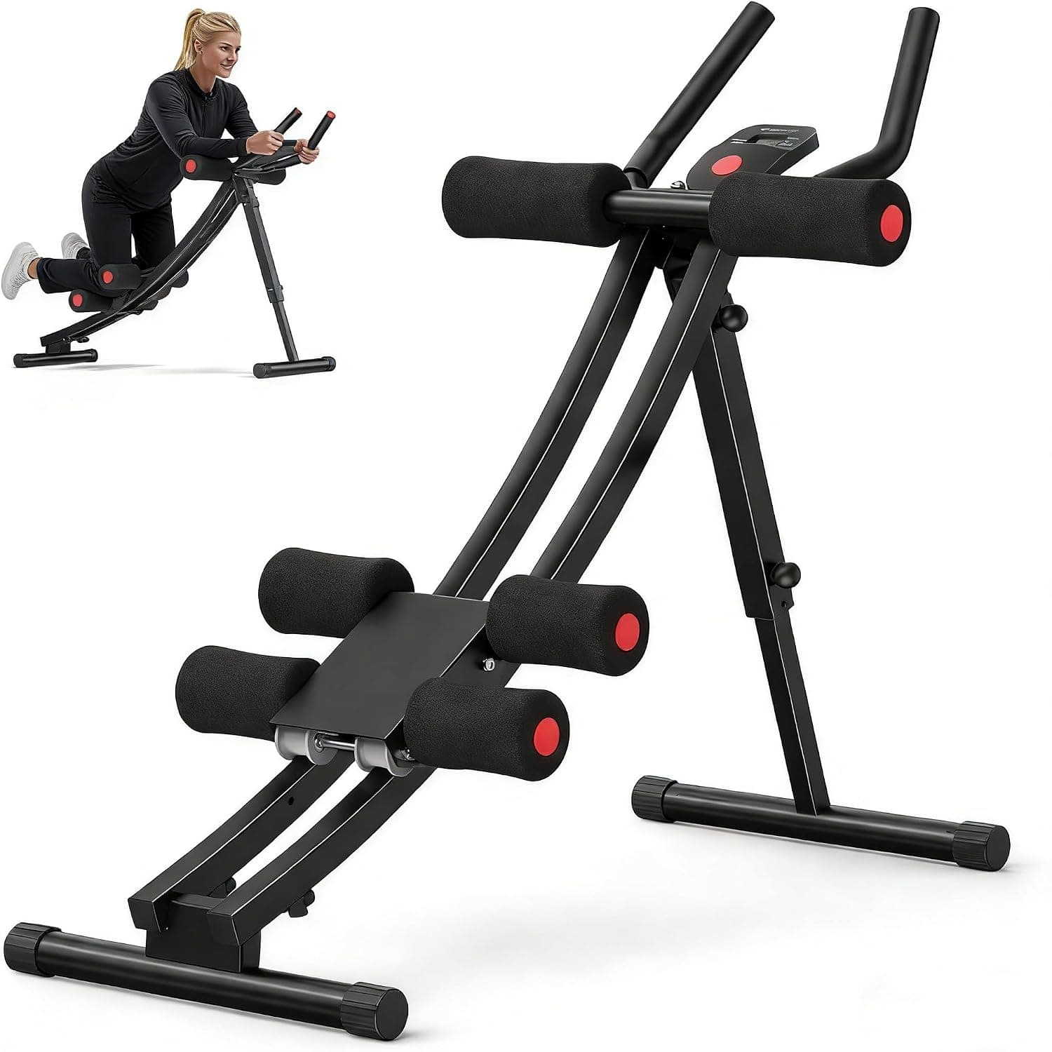 Ab Workout Equipment, Ab Machine for Women, Adjustable Core Abdominal Exercise Fitness Equipment, Foldable Waist Trainer Ab Crunch Home Gym for Men and Women Exercise