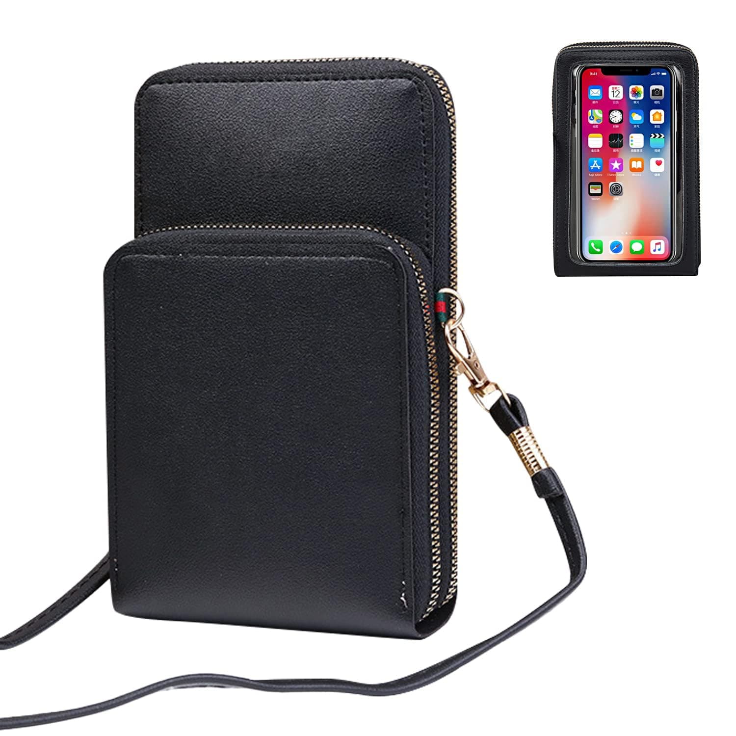 شنطة كروس للجوال للنساء، شنطة كتف واحدة عصرية من البولي يوريثين مقاومة للماء مع حزام طويل بسحاب وفتحات للبطاقات، شنطة كتف صغيرة للهاتف المحمول، هدايا للبنات