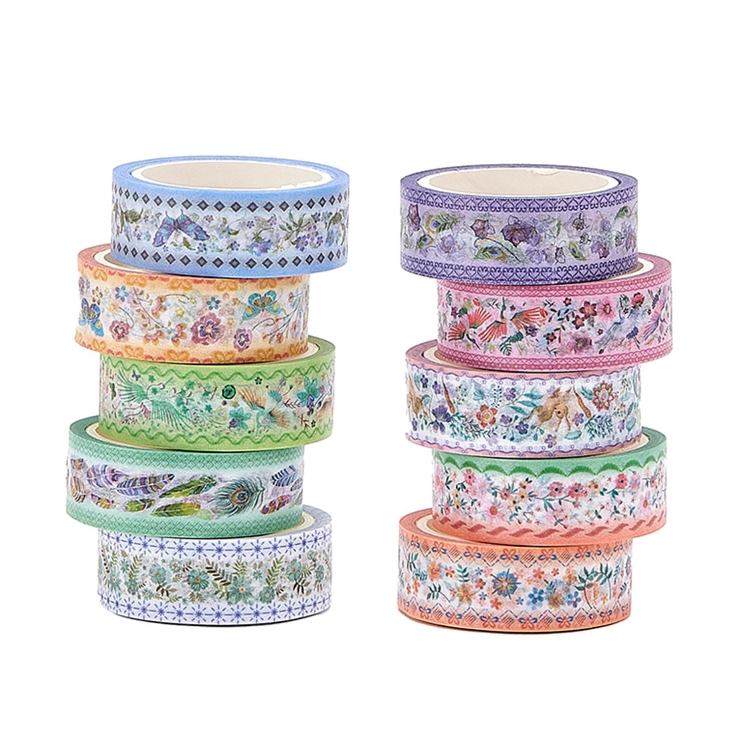 Washi Tape Set, Decorative Embroidery Pattern Paper Stickers for DIY Crafts Scrapbooking Planner Journal Cards Gift Wrapping, 10 Rolls