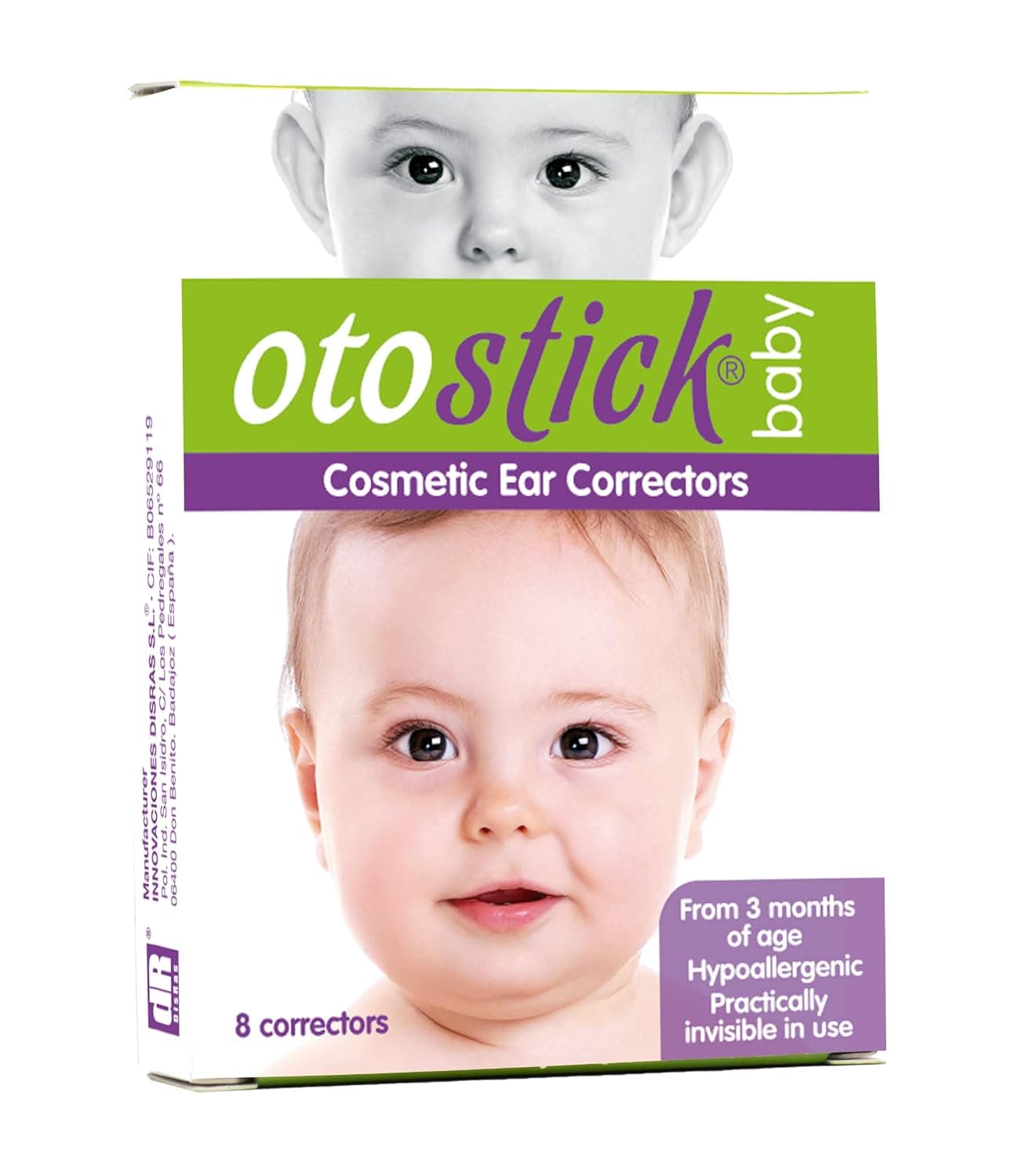 Otostick Baby | Cosmetic ear corrector | It contains 8 correctors + one protective baby cap | From 3 months of age.