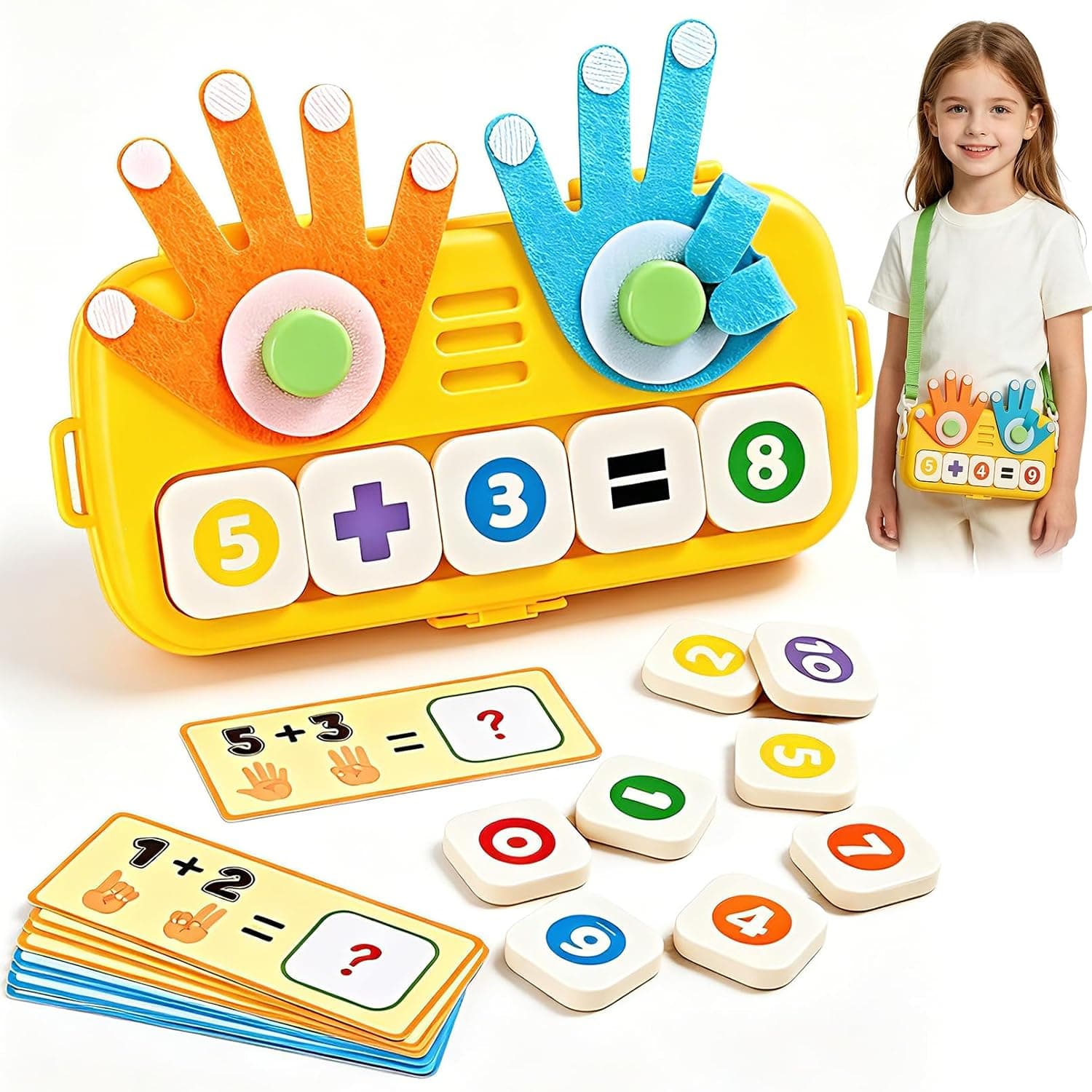 Soofam Montessori Math Toys Finger Counting Board,Preschool Learning & Education Math Manipulatives with Number Blocks and Flashcards,Kindergarten Counting Toys STEM Gift for 3 4 5 Year Old Boys Girls