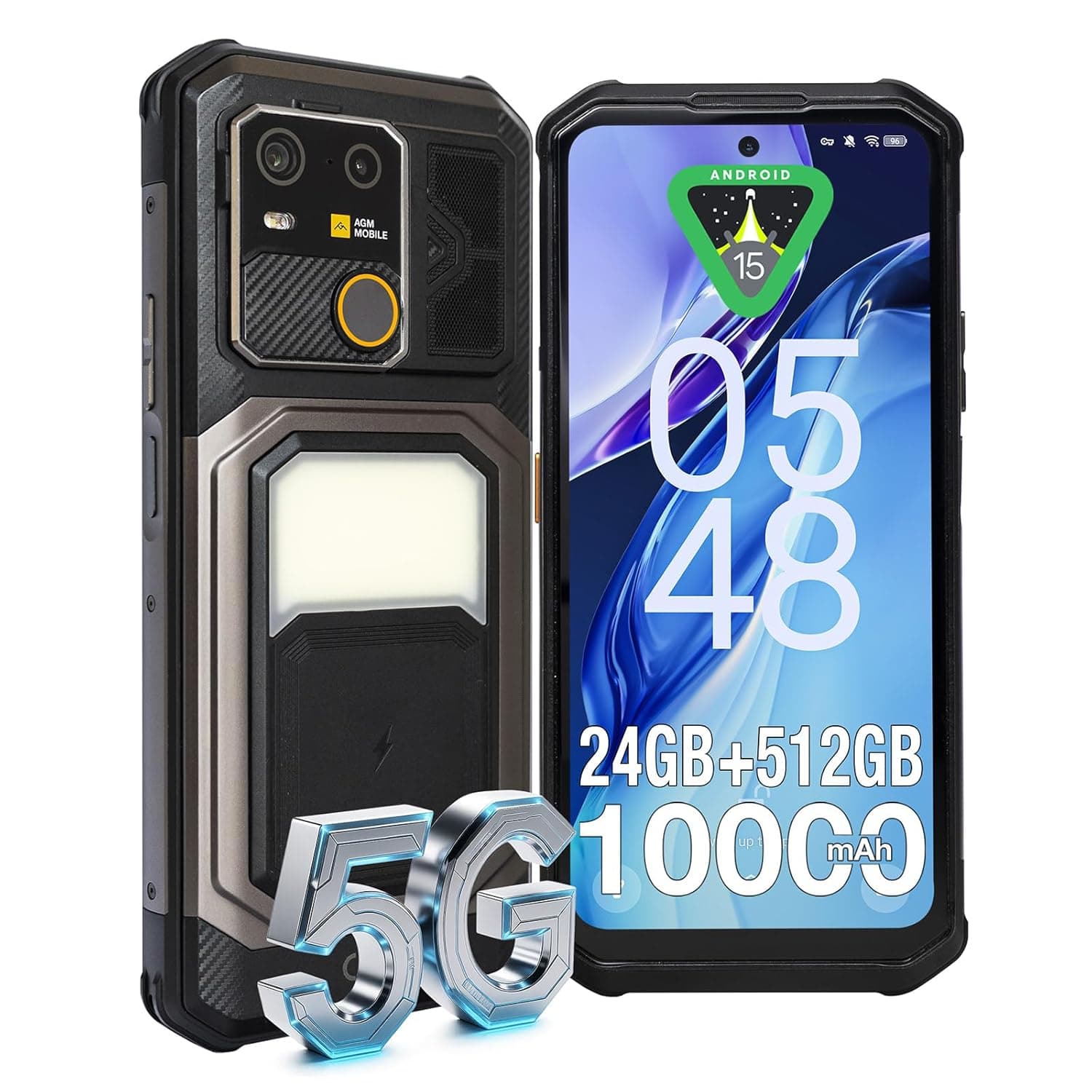 AGM G3 5G Rugged Smartphone,MTK 7300, 12GB+512GB, 6.72" FHD+ 120Hz, Android 15,NFC, OTG, 64MP Rear+50MP Front Camera,10000mAh Battery, Wireless Charging, Dual SIM, IP68 Waterproof Mobile Phone