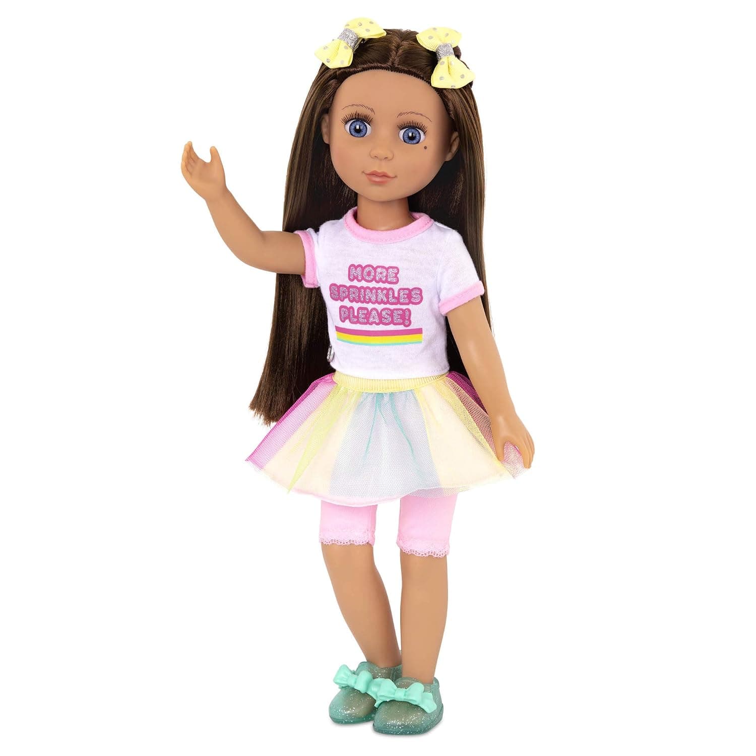 Glitter Girls Battat 14" Doll Kika - Brown Hair, Blue Eyes, Ice Cream Outfit & Accessories - Ages 3+, Pink