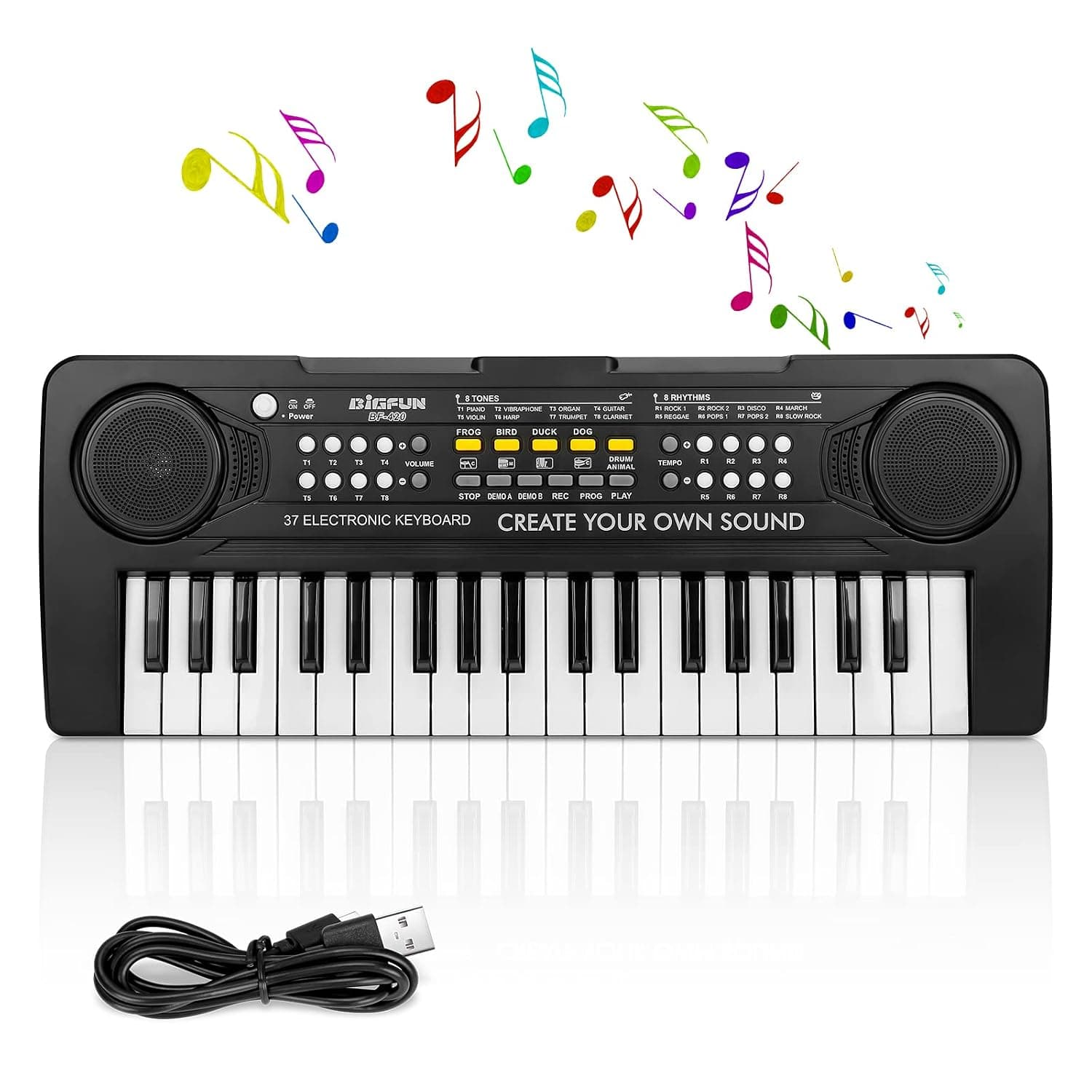 Kids Piano Keyboard, 37 Keys Electronic Piano for Kids Portable Multi-Function Musical Instruments Birthday Educational Gift Toys for 3 4 5 6 7 8 Year Old Boys Girls Children Beginner (Black)