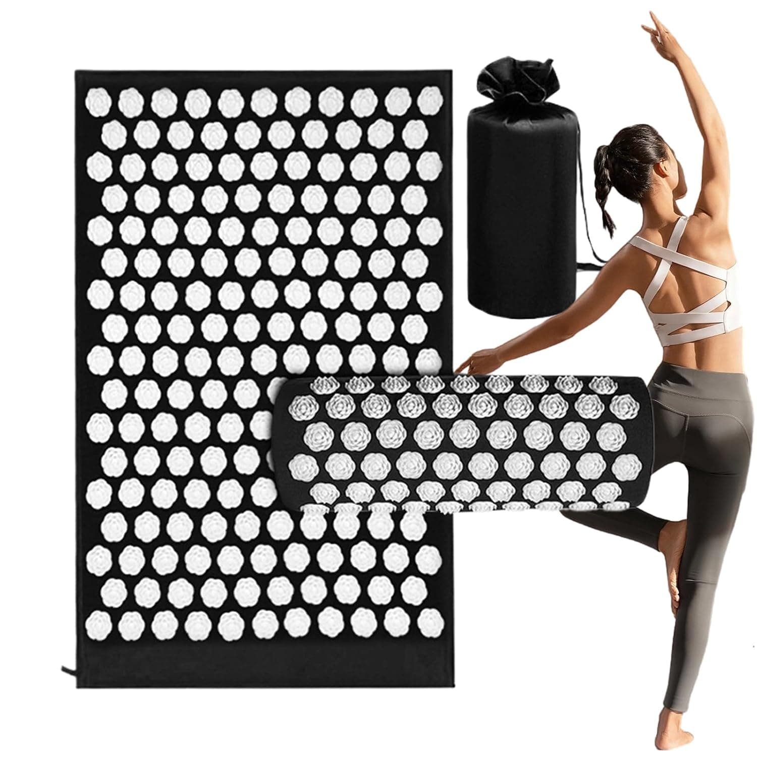 Full Body Massage Mat Neck Waist Leaning Massager | Non-slip Base Rose Texture Yoga Back Massage Mat for Tension Stress Relief Muscle Relaxation Long Sitting