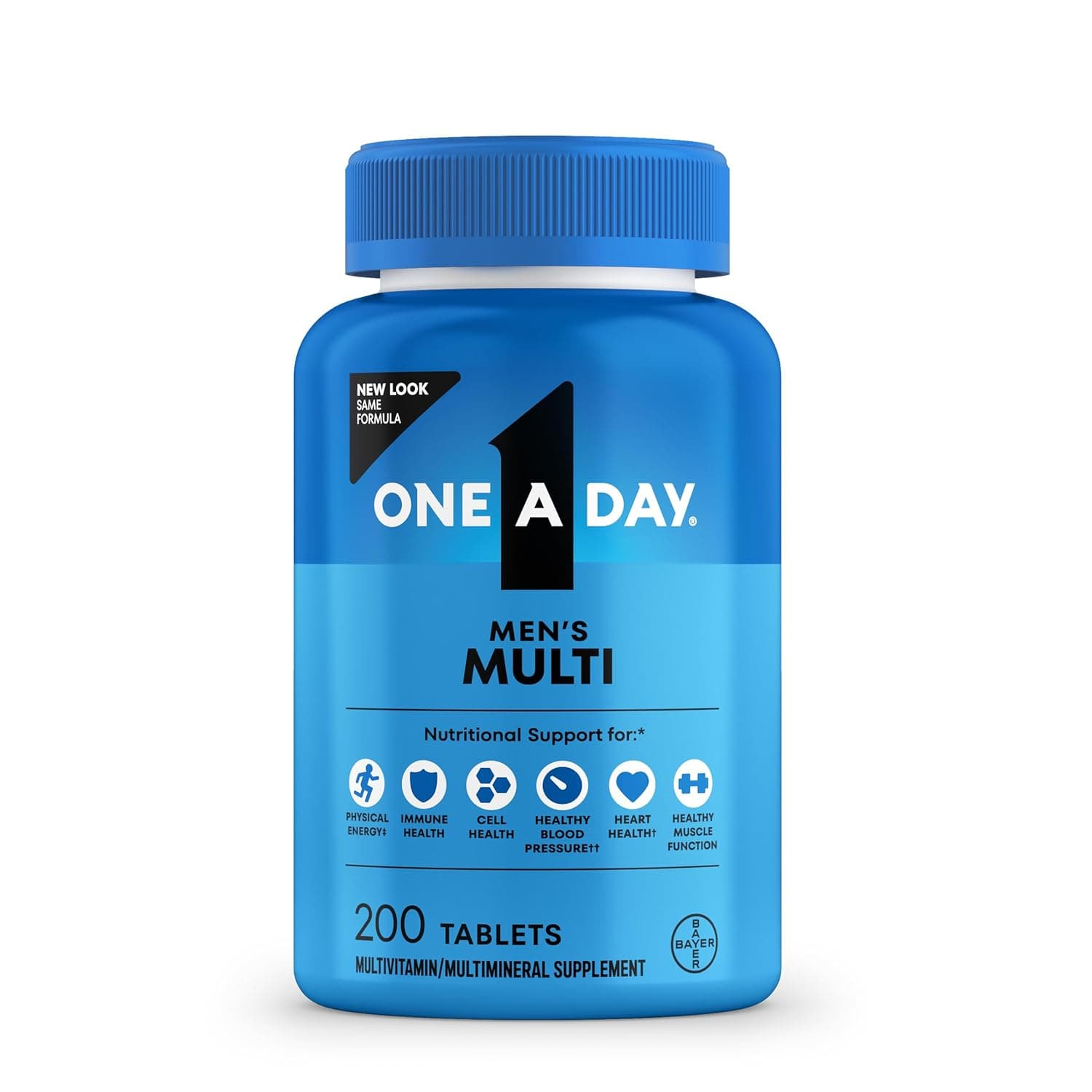 One A Day Men’s Multivitamin, Supplement with Vitamin A, Vitamin C, Vitamin D, Vitamin E and Zinc for Immune Health Support, B12, Calcium & More, 200 Count