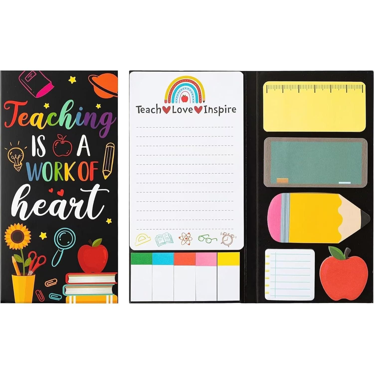 Teaching is A Work of Heart Sticky Notes Set 440 Sheets Pencil Self-Stick Note Pads Teacher Appreciation Gift Writing Memo Pads Page Marker Back to School Office Supplies