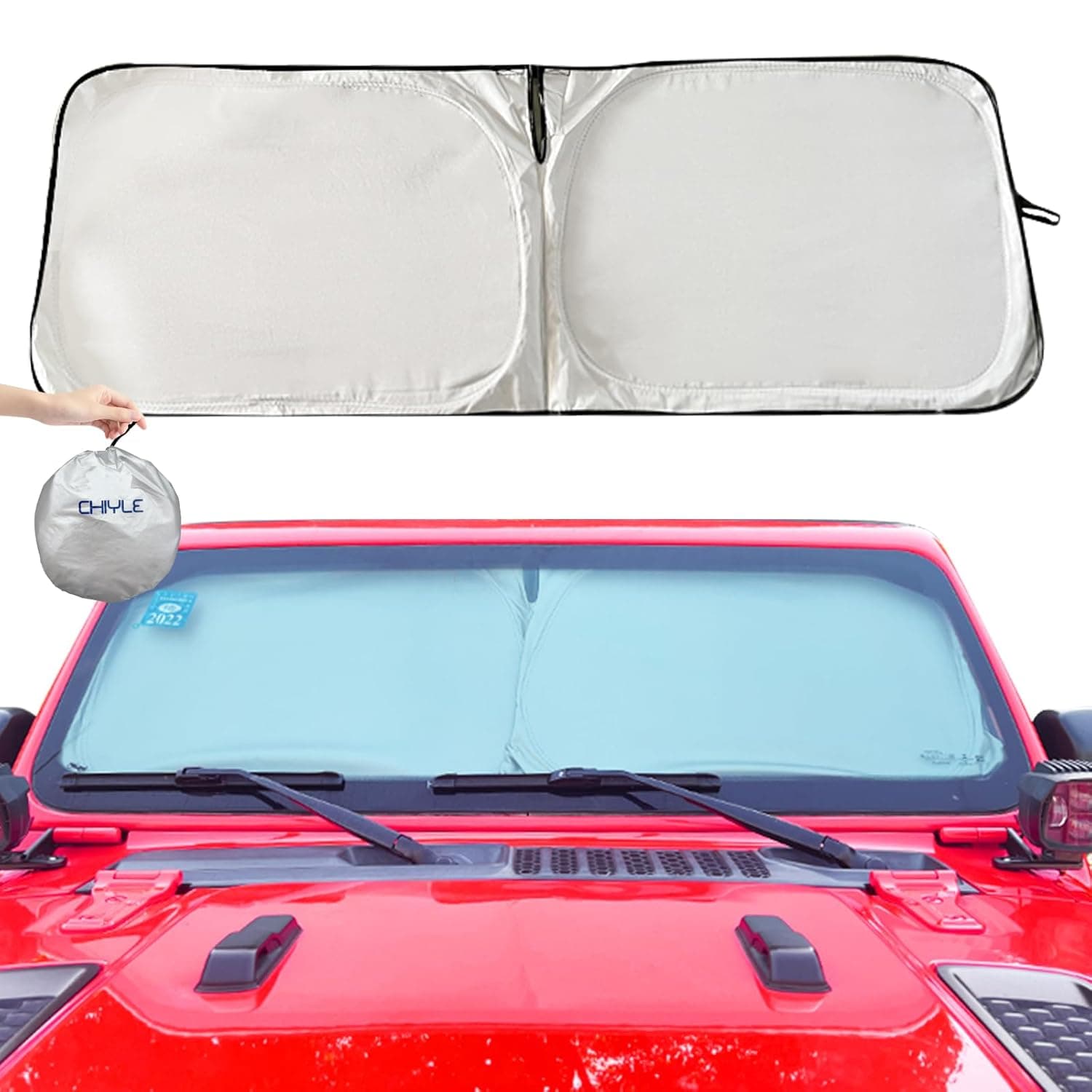 Car Windshield Sunshade Sun Shade, 2025 Upgraded Design New 300T Technology for Maximum Coverage Foldable Sun shied Fit for Grand Cherokee Grand Wagoneer Compass (62.2" x 31.5", J-Large)