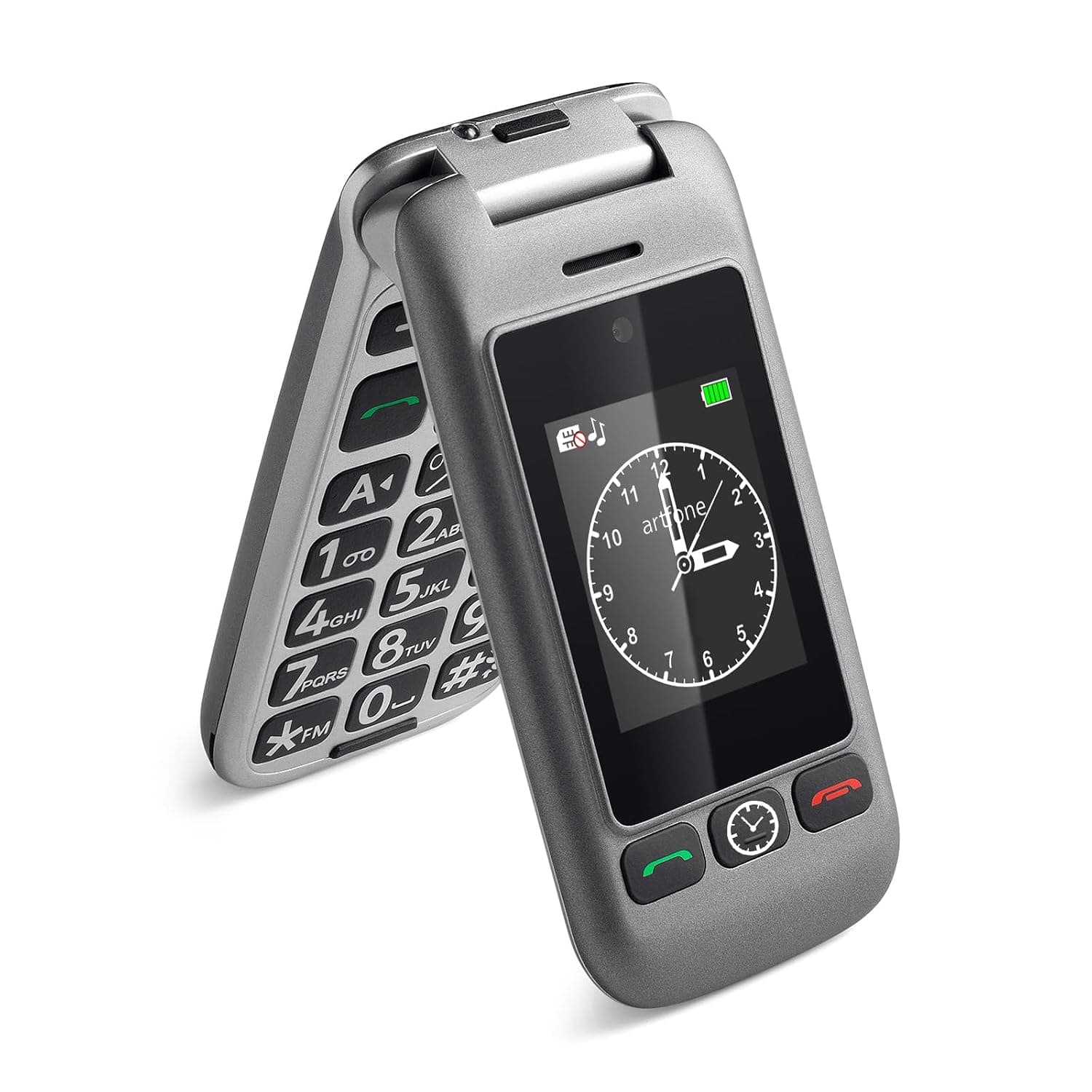 artfone G6 4G Unlocked Basic Mobile Phone for Seniors丨Flip Phone丨SIM Free Big Button Senior Mobile Phone丨Dual Display丨 SOS Button丨Speed Dial丨USB-C丨Charging Dock丨FM Radio丨Torch丨1300mAh Battery - Grey