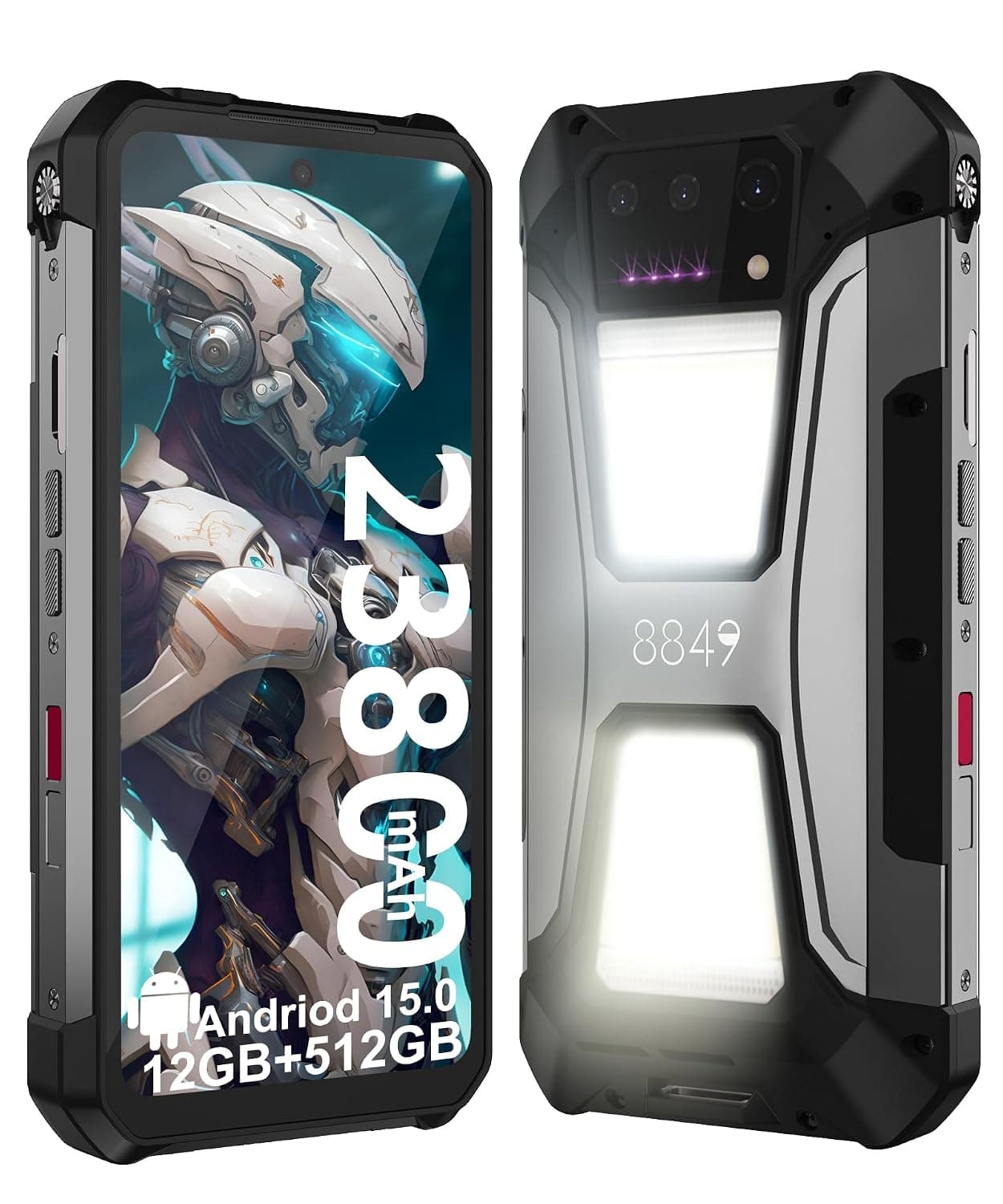 8849 Tank 2 Pro Rugged Smartphone Unlocked, 24+512GB/1TB Android 14 Rugged Cell Phone with Projector, 6.79’’ 4G Waterproof Mobile Phones 23800mAh, Fingerprint/Dual Sim/OTG/GPS/Face ID