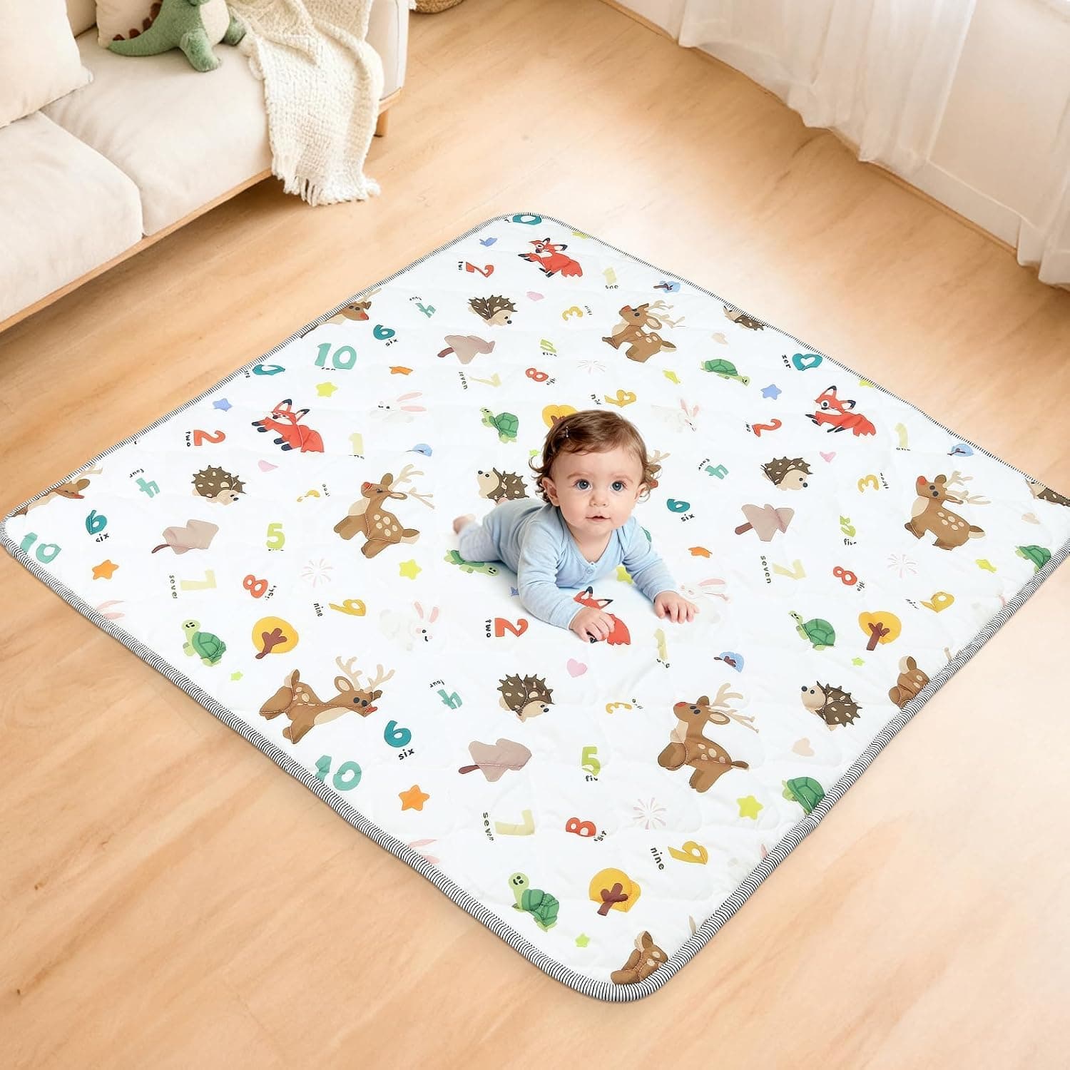 eSynic Baby Play Mat Crawling Blanket 120 x 120 cm Foldable Kids Mat Crawling Mat Portable Washable for 6-12 Months Crawling and Playing Resei Home for Play Arch