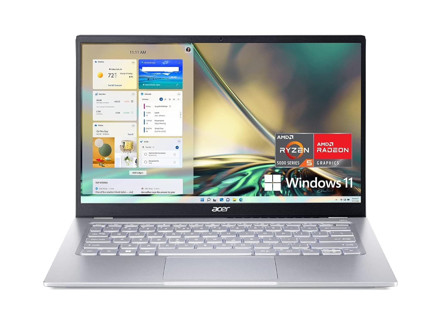 Acer Swift 3 SF314-44-R3ZM Laptop | 14" Full HD IPS | 100% sRGB | AMD Ryzen 5 5625U Hexa-Core Processor | AMD Radeon Graphics | 16GB LPDDR4X | 512GB SSD | Wi-Fi 6E |Backlit Keyboard|Windows 11, Silver