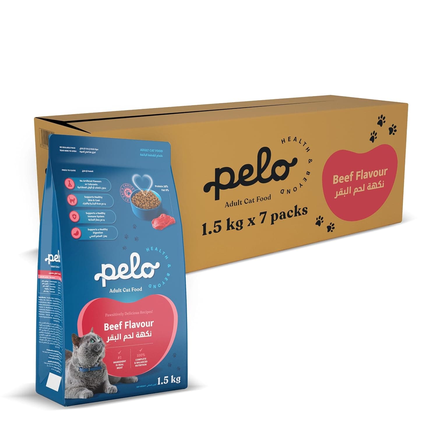 PELO DRY CAT FOOD BEEF 1.5KG x 7 Bags