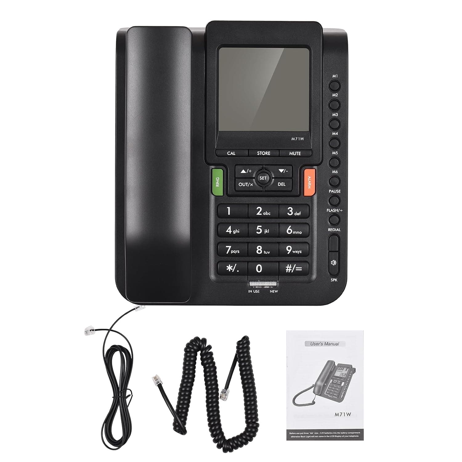 ViaGasaFamido Corded Landline Telephone, Line Powered Caller ID Display Speed Dial Phone for Black 20.8 x 17 x 7.5 cm 1 Pack