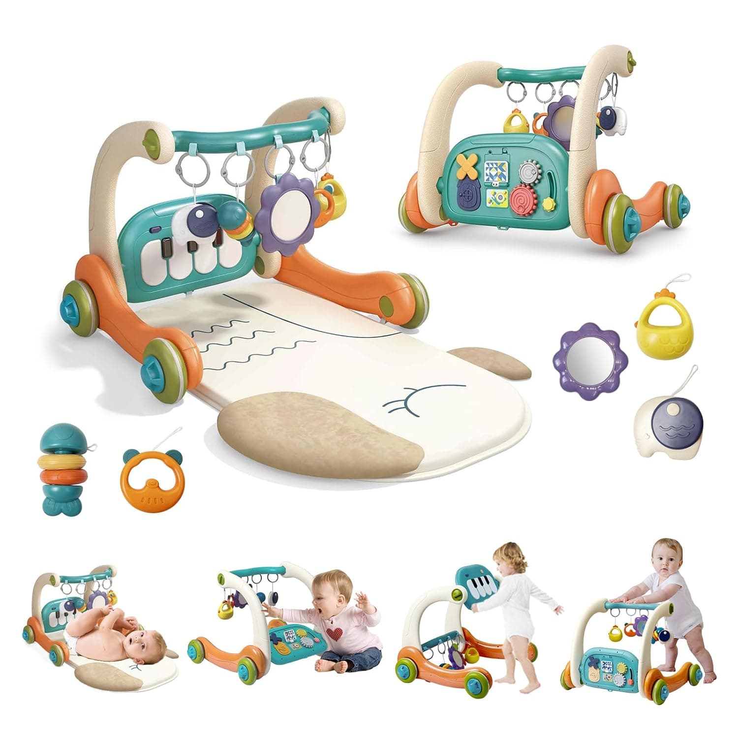 3 in 1 Baby Activity Gym Center with Music & Light，Play Mat for Baby 0 M+