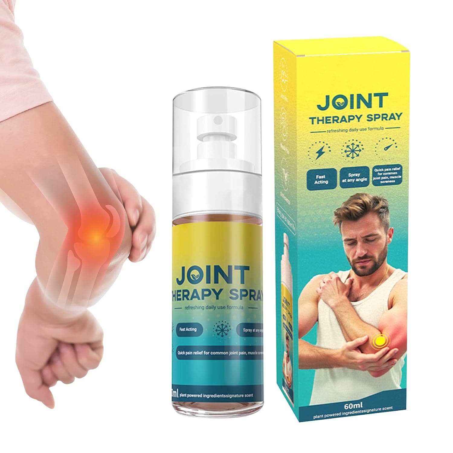 Joint Spray 60ml Deep Relieving Solution | Knee Joint Hurt Spray for Feet, Heels, Legs, Back, Body, Elderly, Men, Women