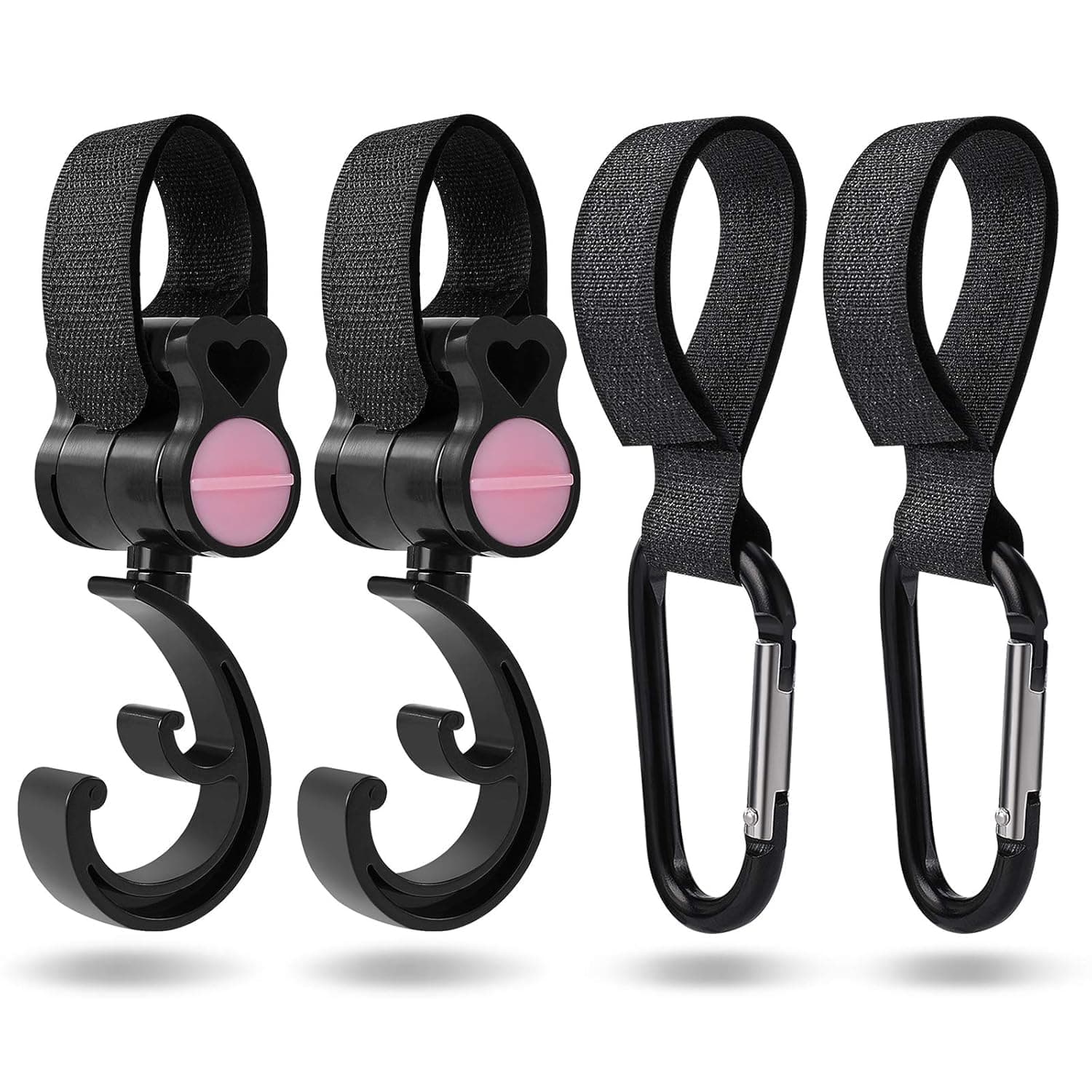 ANYUAN Baby Stroller Hooks 4 Pack - خطاف عربة اطفال, Universal Stroller Clips for Hanging Diaper Bags Shopping Bags, Heavy Duty Pram Buggy Hooks Accessories, Portable Mommy Hook Organizer