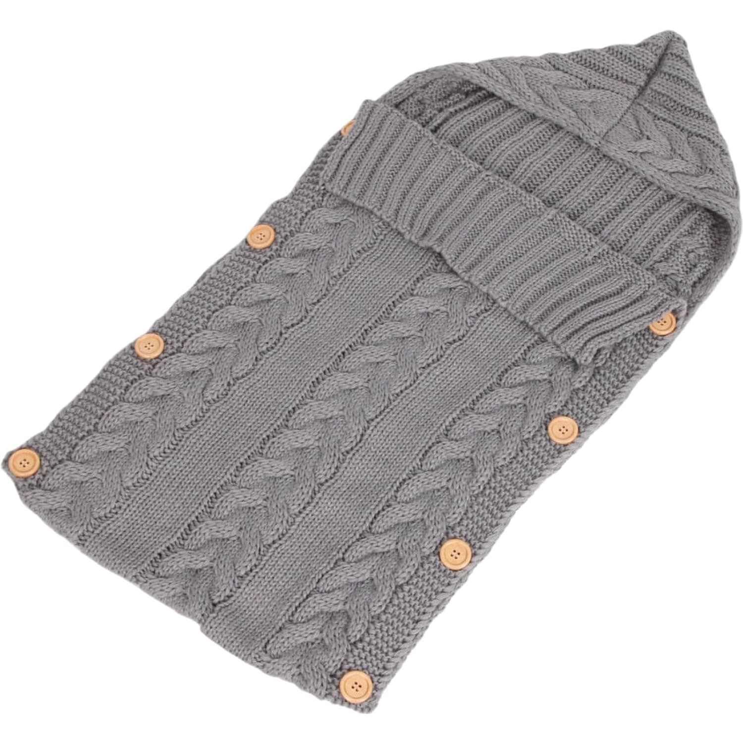 HALAMODO Newborn Baby Wrap Swaddle Blanket Knit Sleeping Bag Receiving Blankets Stroller Wrap for Baby(Gray) (0-6 Month)