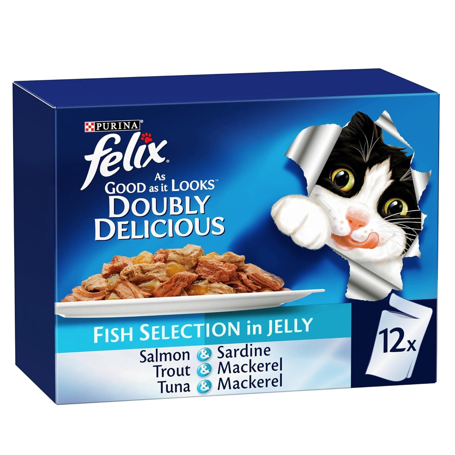 PURINA Felix Doubly Delicious Fish Selection Wet Cat Food 10+ 2FREE - 12X100G