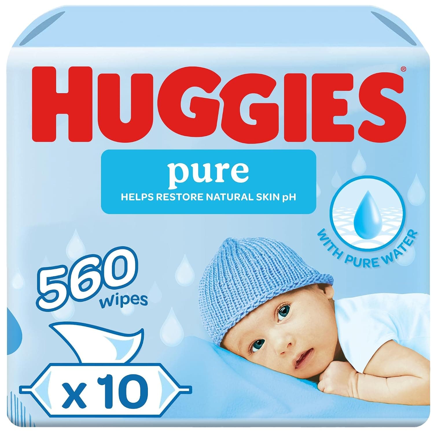 Huggies Baby Wipe Pure Water Pack of 10 x 56 Wipes