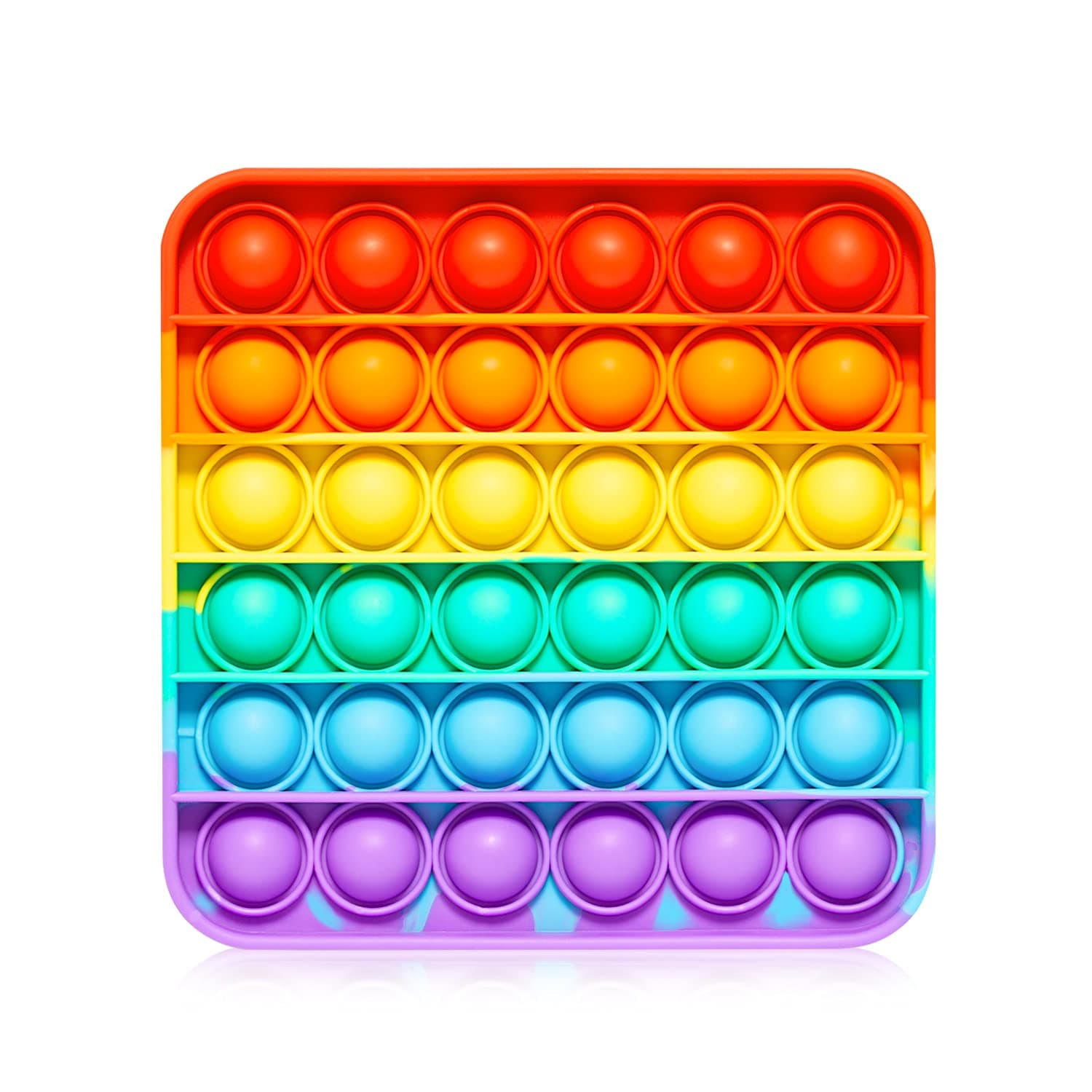 RadBizz Push Pop Bubble Fidget Sensory Toy - for Autism, Stress, Anxiety - Kids and Adults (Rainbow Square)