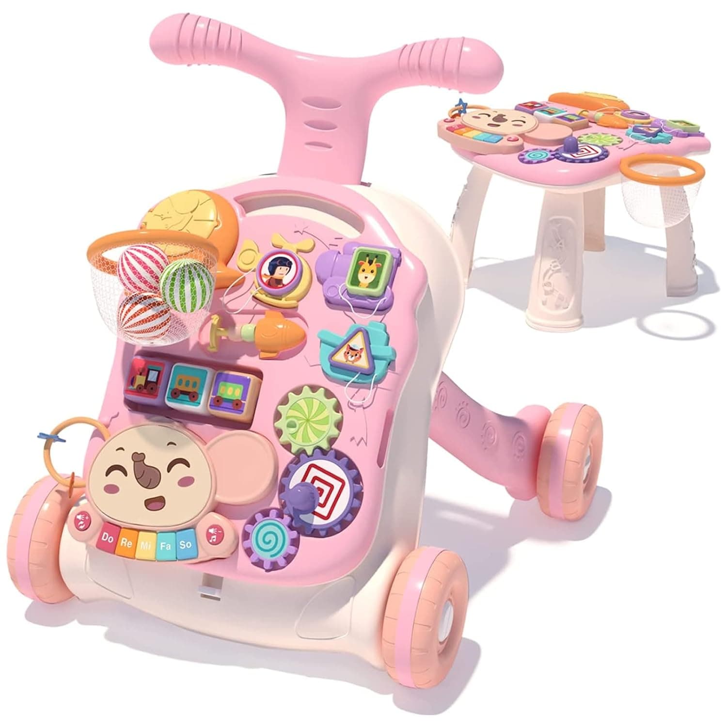 AM ANNA Baby Walking Toy for 12 Month Old Girls, Walker for Baby Girl, Baby Push Walkers for Babies,3 in 1 Push Toys for Babies Learning to Walk, Early Learning Toy for Infant 12 Months, Pink (Pink)