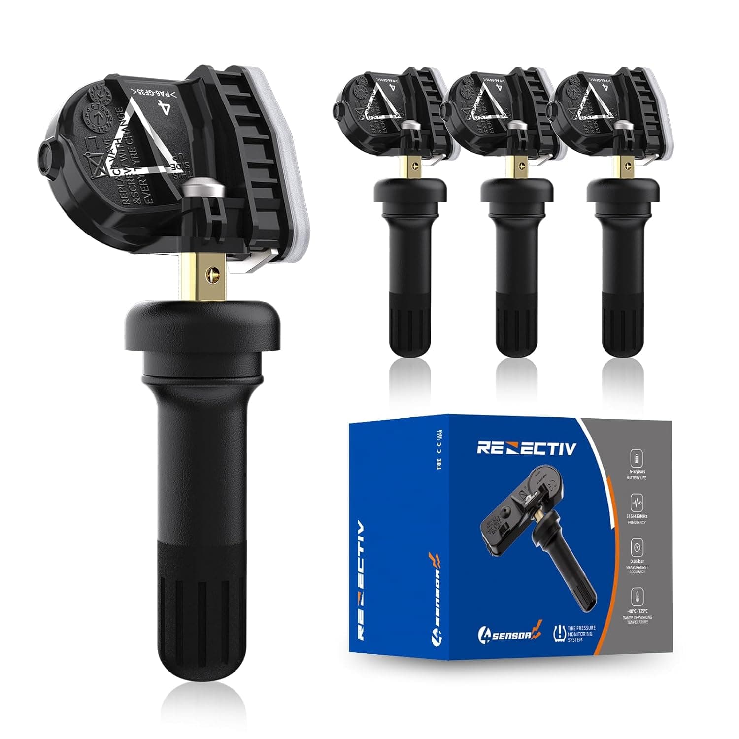 RENECTIV TPMS Sensor Replacement for Chevrolet GMC Cadillac Buick,433MHz Tire Pressure Monitoring System OE#13598773 (4PCS)