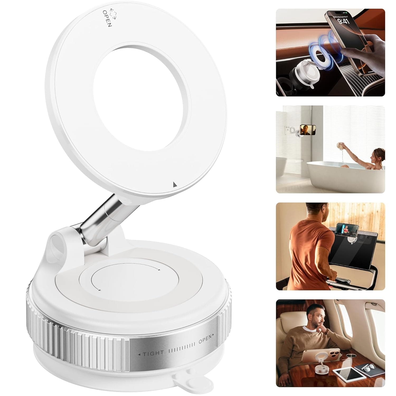 حامل جوال مغناطيسي قوي للسيارة لماج سيف الترا بقاعدة شفط 360 درجة لملحقات سيارتك لموبايل ايفون 16 15 14 13 12 اندرويد