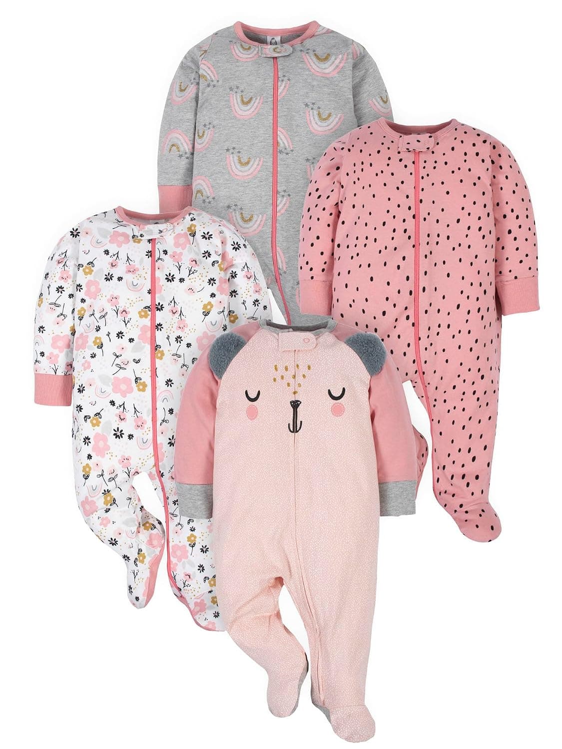 Gerber baby-girls 4 Pack Sleep 'N Play Footie