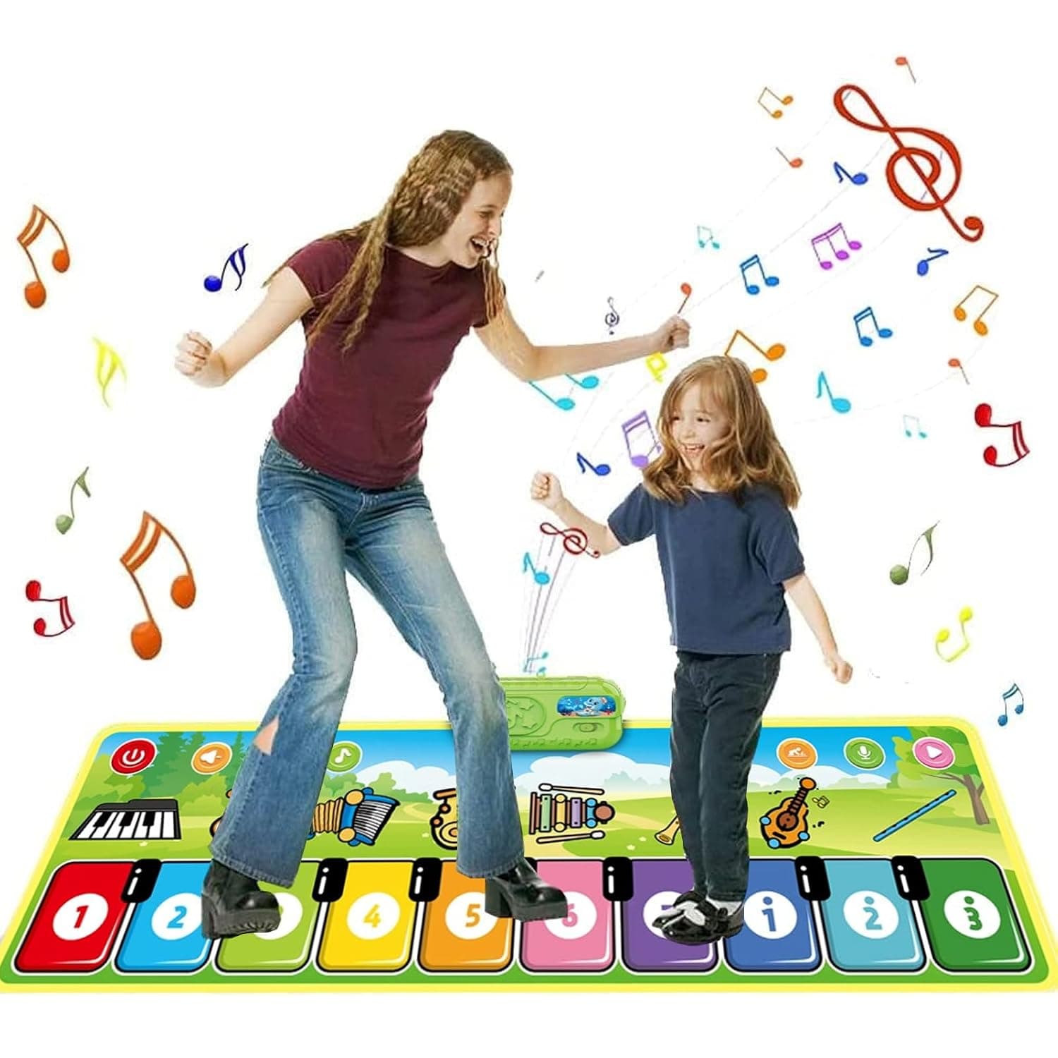 LinJie Piano Music Dance Mat, Music Mat For Kids, Children's Soft Touch Game Pad With 8 Instrument Sounds, Touch Musical Mat Gift Toys For 2 3 4 5 6 Years Old Kids Boys Girls