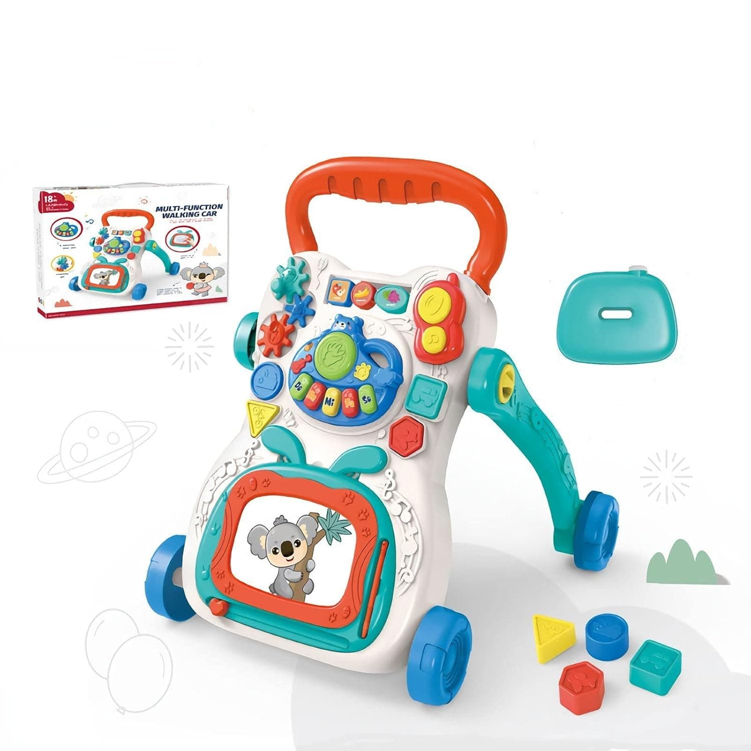 VINNYSEN Baby Walker, 4in1 Sit-to-Stand Learning Walker, Kids Activity Center with Educational Learning Machine, Which Can Flip Butterfly Books (White)