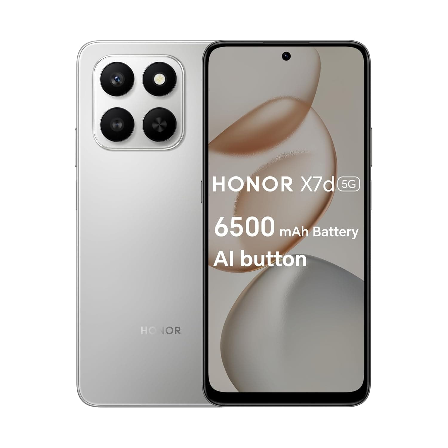 HONOR Smartphone X7d 5G, 8 GB RAM 256 GB ROM, Dual SIM, 6500 mAh Battery, 108 MP Camera, 6.8 inch 120 Hz Display, Meteor Silver - Middle East Version