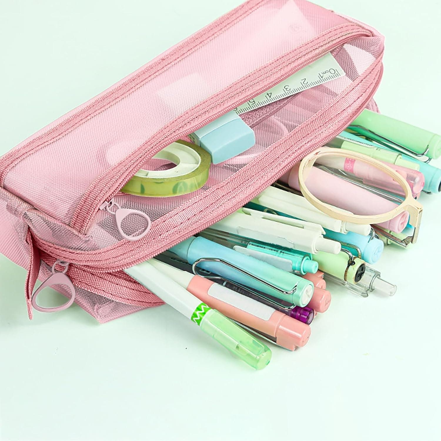 Double Layer Pen Holder,Large Capacity Pencil Boxes Clear Holder for Desk Office Desk Organizer Accessories,Style 4