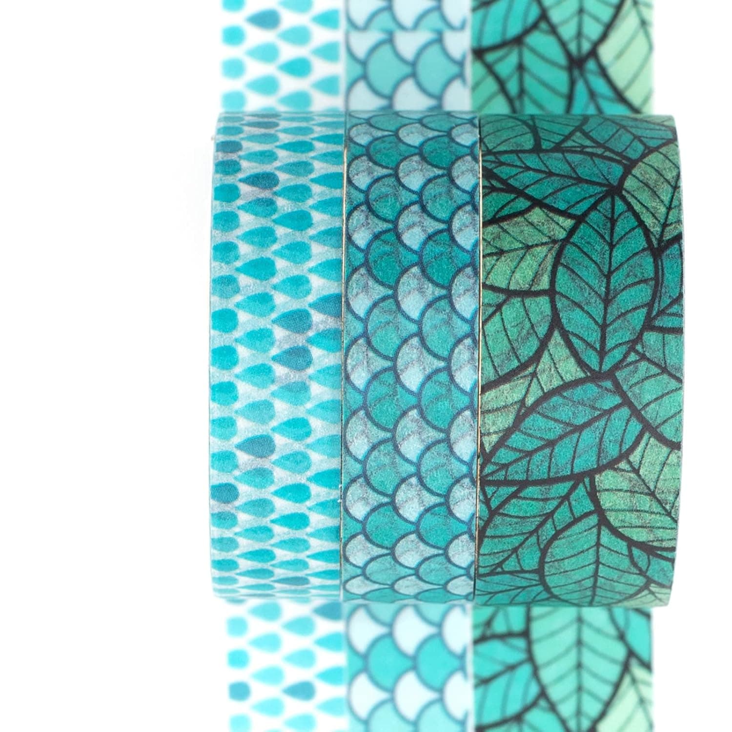 Masking Tape Set of 3 Washi Tape Cute Pattern DIY Craft Journal Planner Scrapbook Wrapping Gift Decoration (Green Garden)