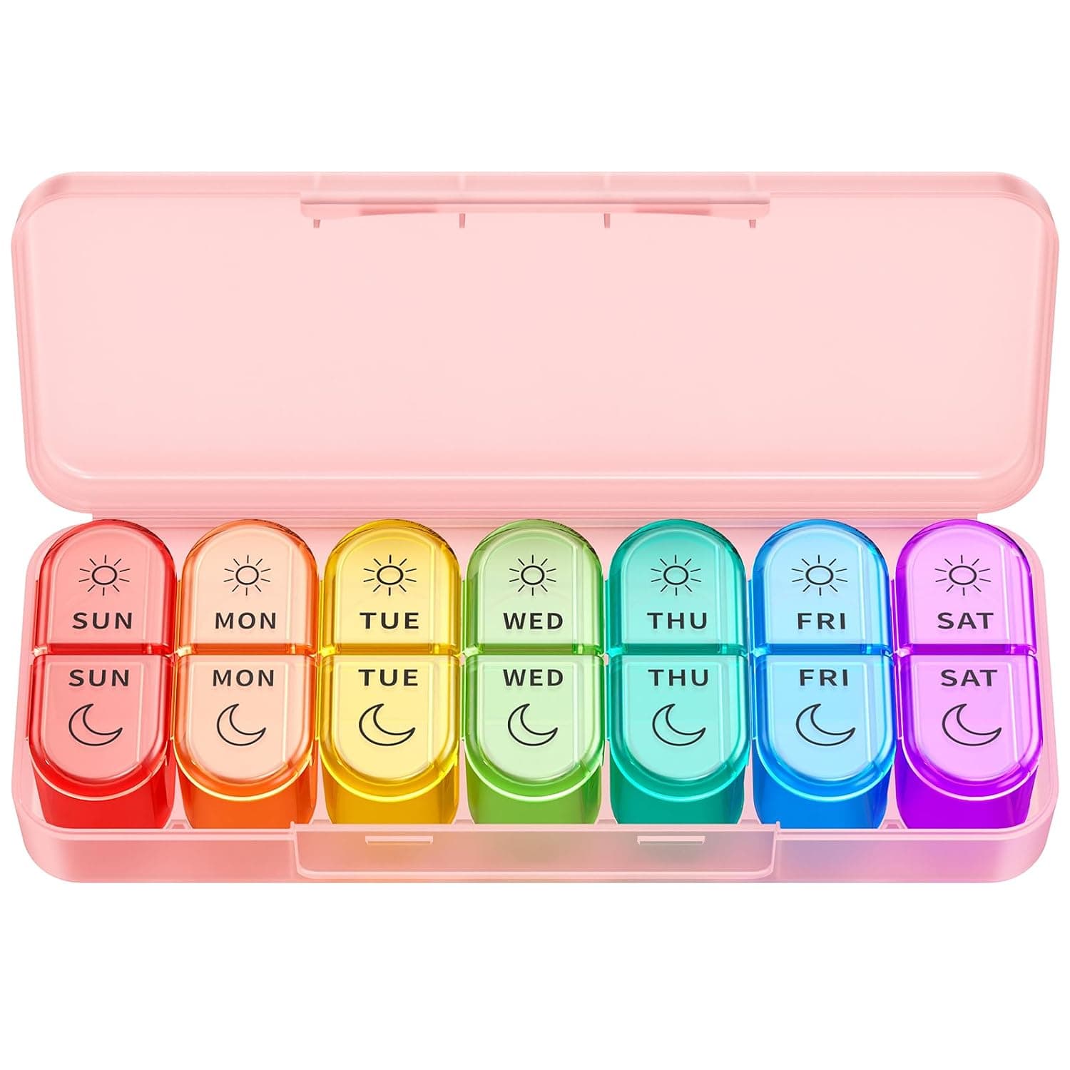 Weekly Pill Organizer 2 Times A Day, Windtrace Large Travel Pill Box 7 Day, AM PM Daily Medicine Pill Organizer with 7 Daily Pocket Cases, Pill Holder Container for Vitamin, Supplement, Fish Oil