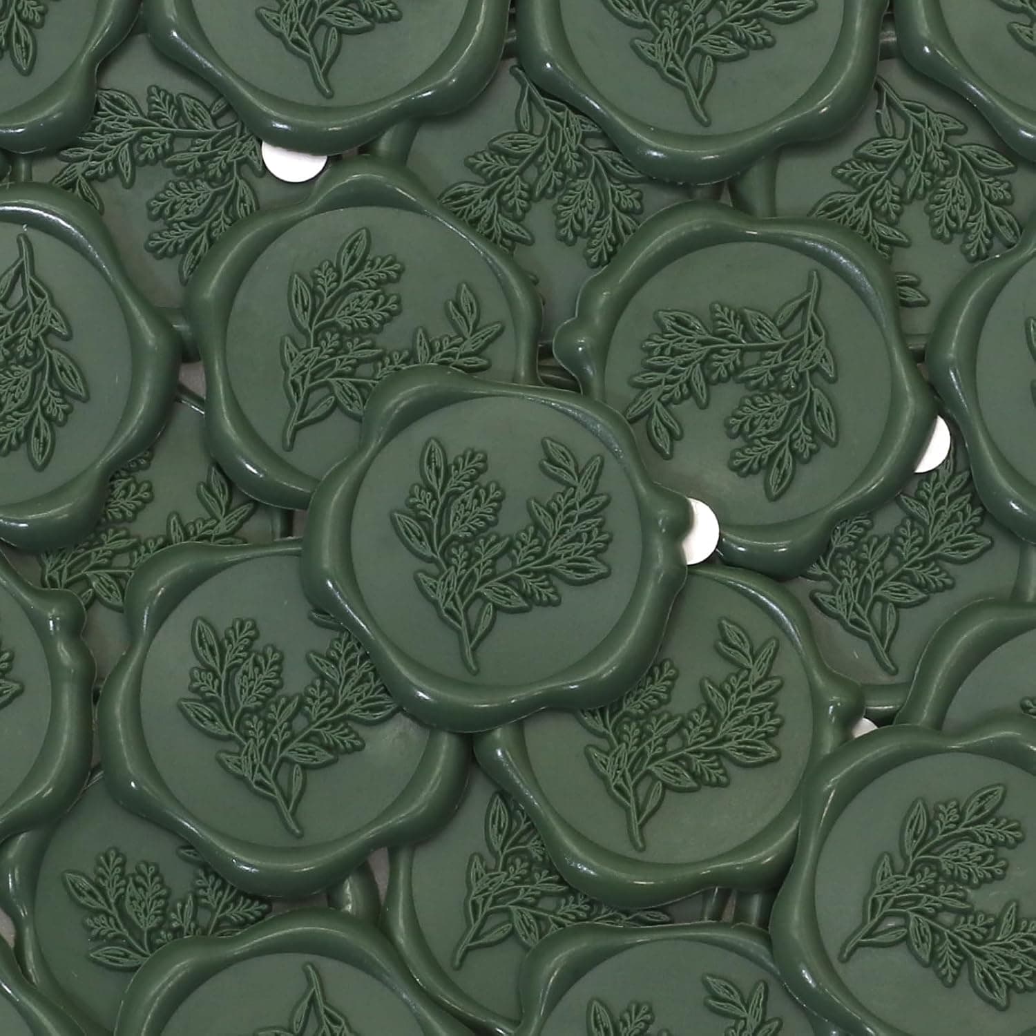 Botanical Eucalyptus Wax Seal - 60pcs Real Sealing Wax Pre-Made, Olive Green Wedding Invitation Stickers, Great for Letter Seal & Gift Wrapping