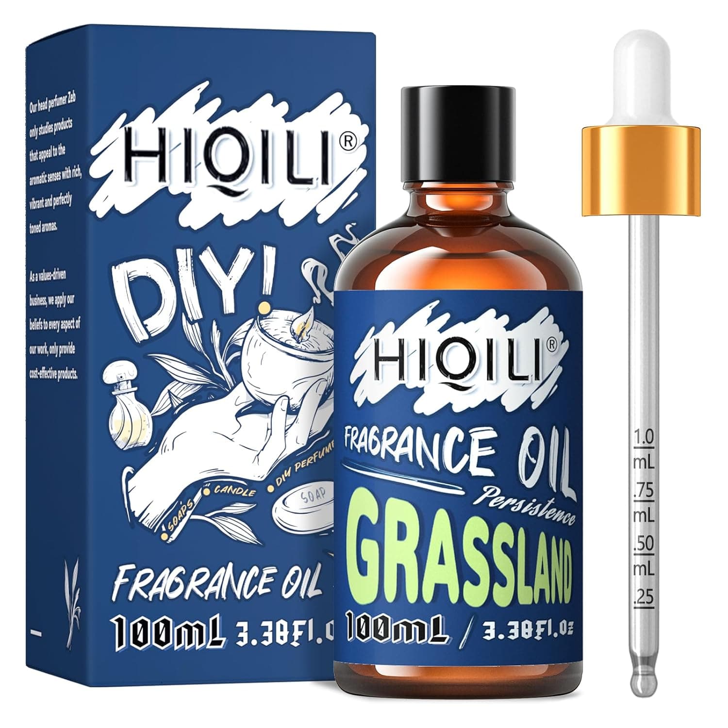 HIQILI Grassland Fragrance Oil for Diffuser, Candle & Soap | Can be added for car freshies and laundry use with clean fresh scent – 100mL / 3.38 fl.oz