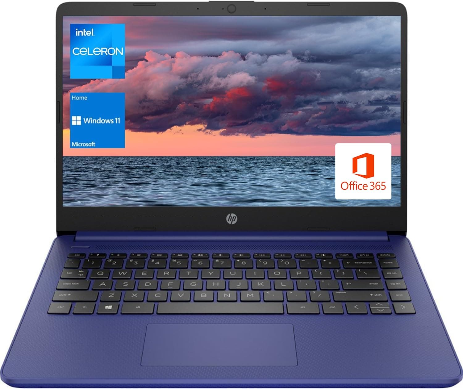 HP - Student and Business Laptop, 14" HD Display, Intel Quad-Core N4120, 16GB DDR4 RAM, 64GB eMMC, 1 Year Office 365, Webcam, SD Card Reader, HDMI, Wi-Fi, Windows 11