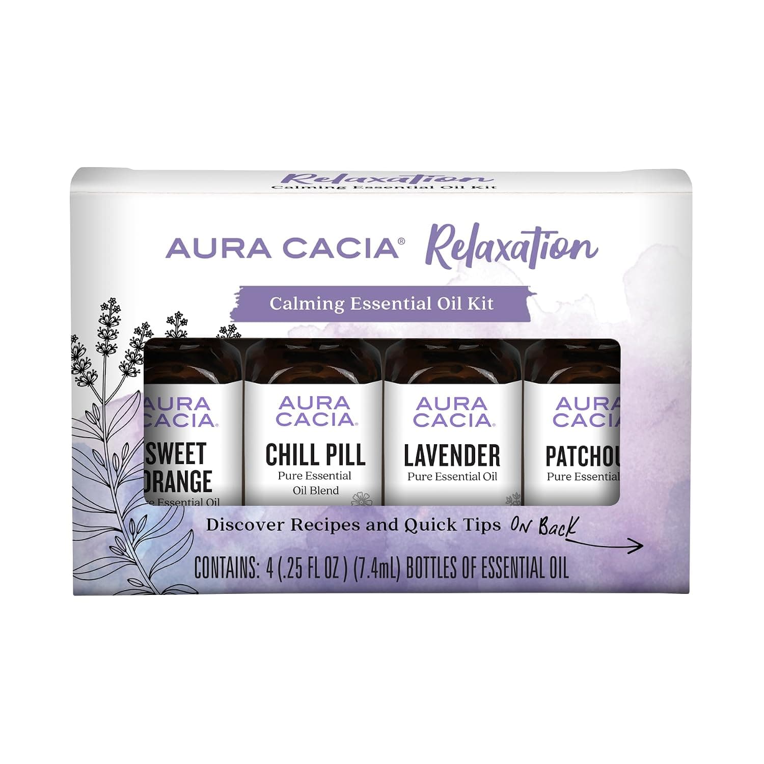 Aura Cacia Relaxation Kit | GC/MS Tested for Purity | 4 Bottles 7.4ml (0.25 fl. oz.)