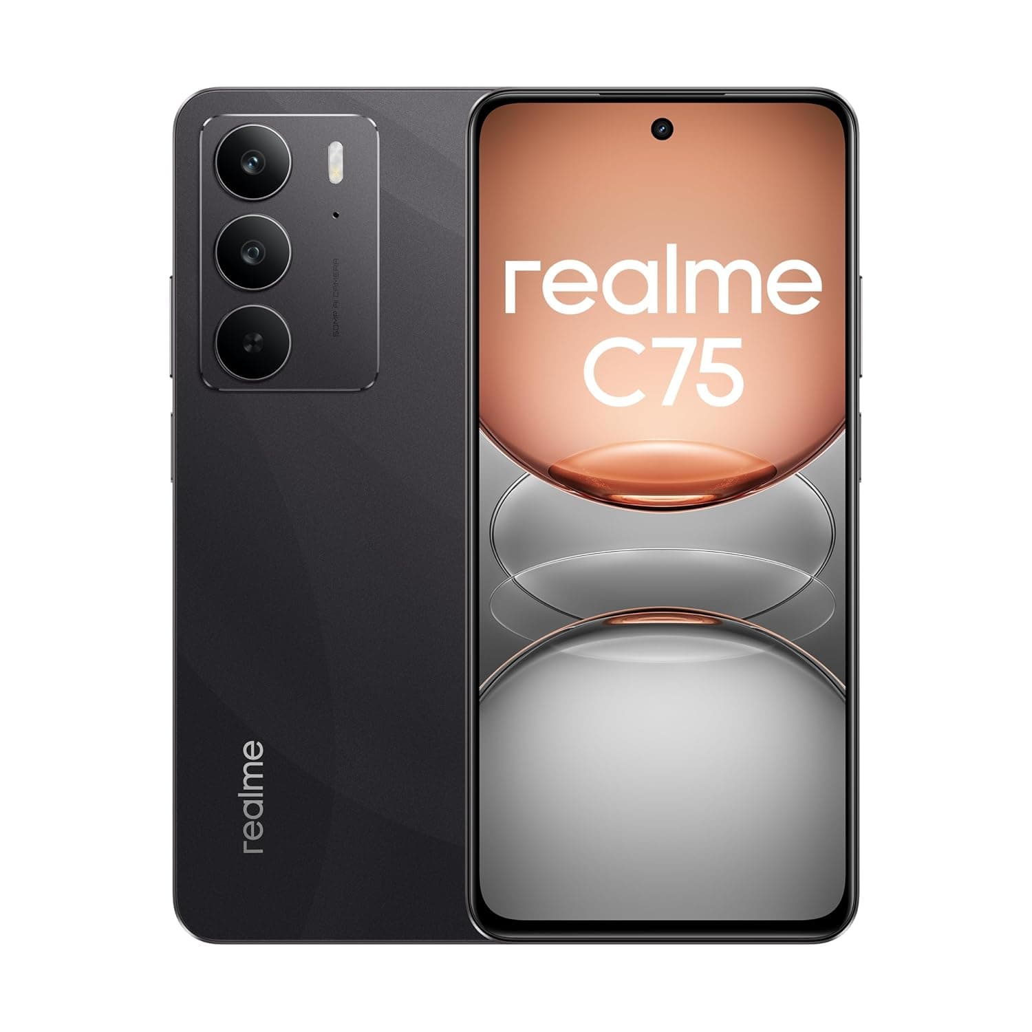 realme C75 Smartphone, Dual SIM, 8GB RAM + 256GB Storage, 5828mAh Battery, 6.72" FHD+ Display, 50MP Dual Camera, 4G LTE (Storm Black)