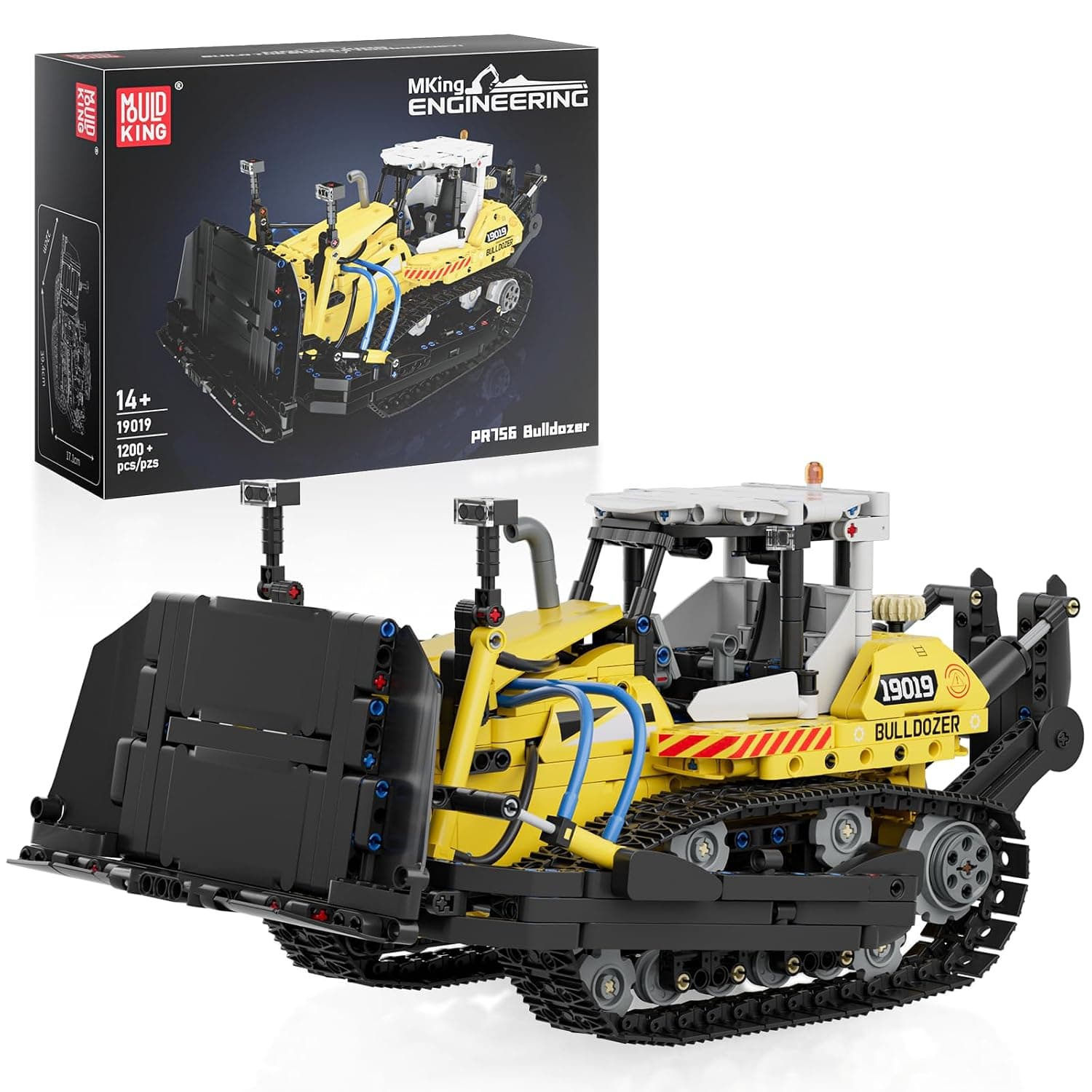Mould King Technik Bulldozer Model, Construction Kit for Construction Machine Model with 1200 Pieces, 19019 STEM Toy for Ages 14 and Up & Adults