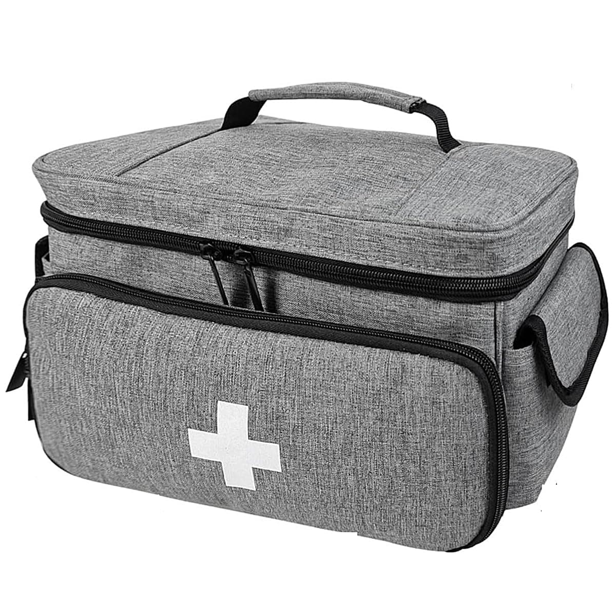 Sarini Medical Supplies Bag,First Aid Bag Empty,Nurse Bag With Detachable Dividers For Home Health Care,Hospice Visit,Travel,Or Emergency Event (Gray，Bag Only)