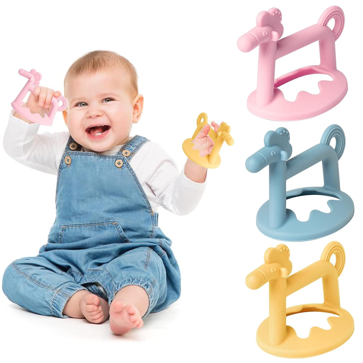 R HORSE 3Pcs Baby Wrist Teether Toys Anti-Dropping Silicone Teething Toy | Soothing Bracelet Teether for Soothie, Infants Toddlers Hand Pacifier, Baby Shower Birthday Gifts for Boys Girls