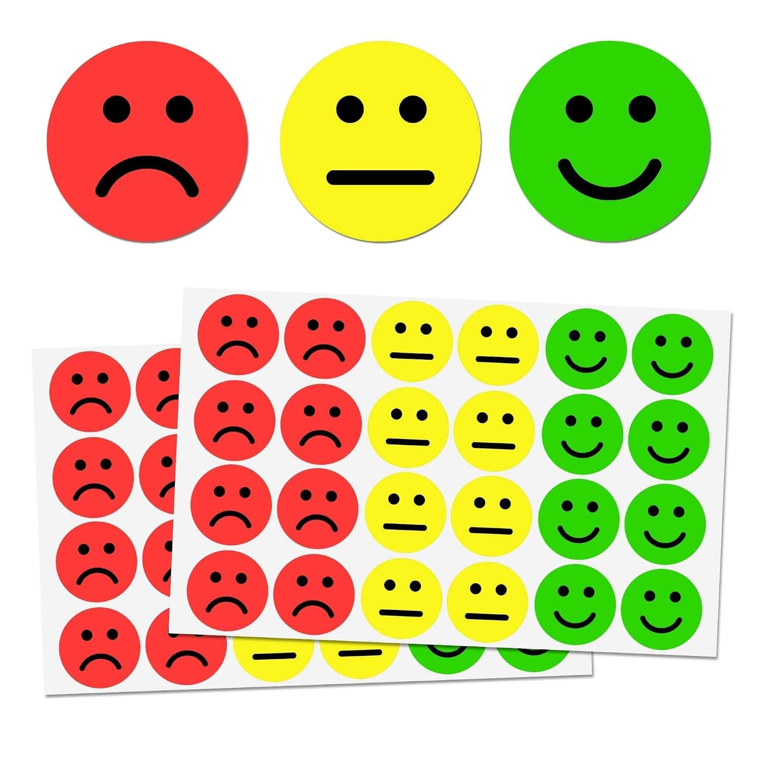 Joyzzz Smiley Face Stickers, 1200 Pcs Happy Face Rewards, 1 Inch Round Cartoon Decals for Teachers, Classroom Incentive, Behavior Chart for Students