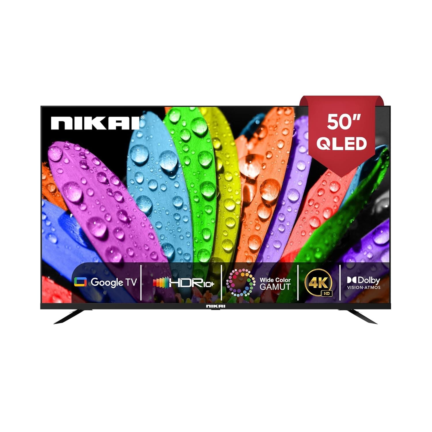 Nikai 50 Inch 4K QLED Ultra HD Smart Google TV, Hands Free Voice Control, Game Master, Dolby Vision + Atmos, 4K HDR10+, Effortless Connectivity with Android & Apple devices - NPROG50QLED