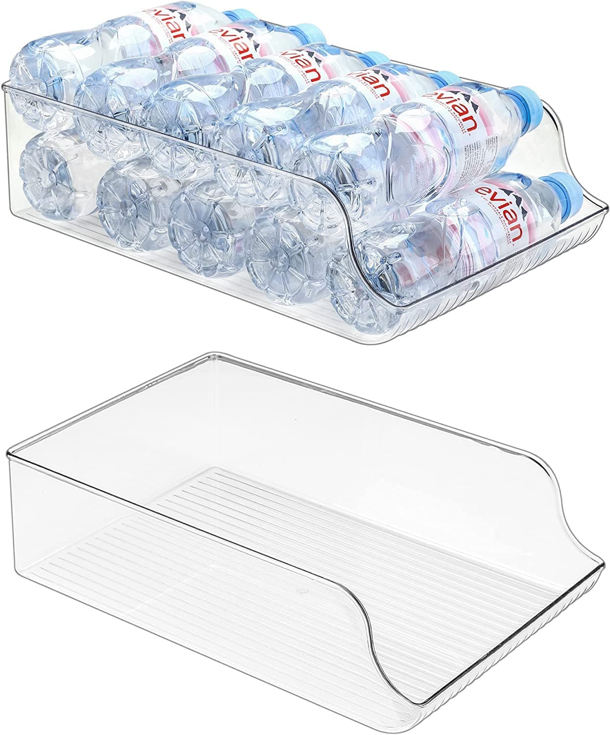 Arabest 2 Pack Can Drink Dispenser Organizer for Refrigerator, Clear Plastic Soda Pop Can Holder Container Storage Bin for Fridge Freezer Pantry Cabinet Kitchen (L)