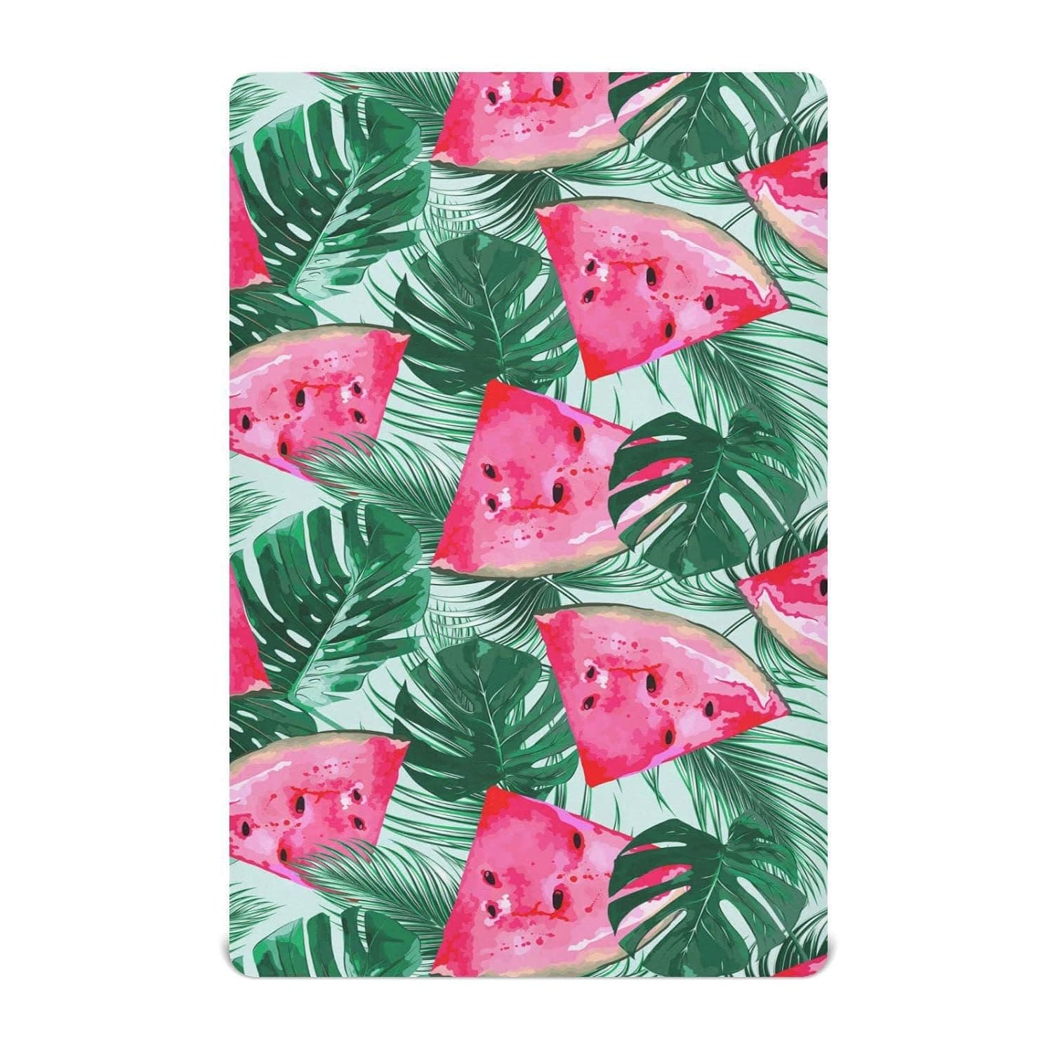 Odot Fitted Sheet for Umbrella, Fruit Design Fitted Sheet for Crib, Cot Sheet, Breathable, Soft, Children's Mattress Cover, Children's Fitted Sheet (Monster Leaf, 105 x 60 cm)